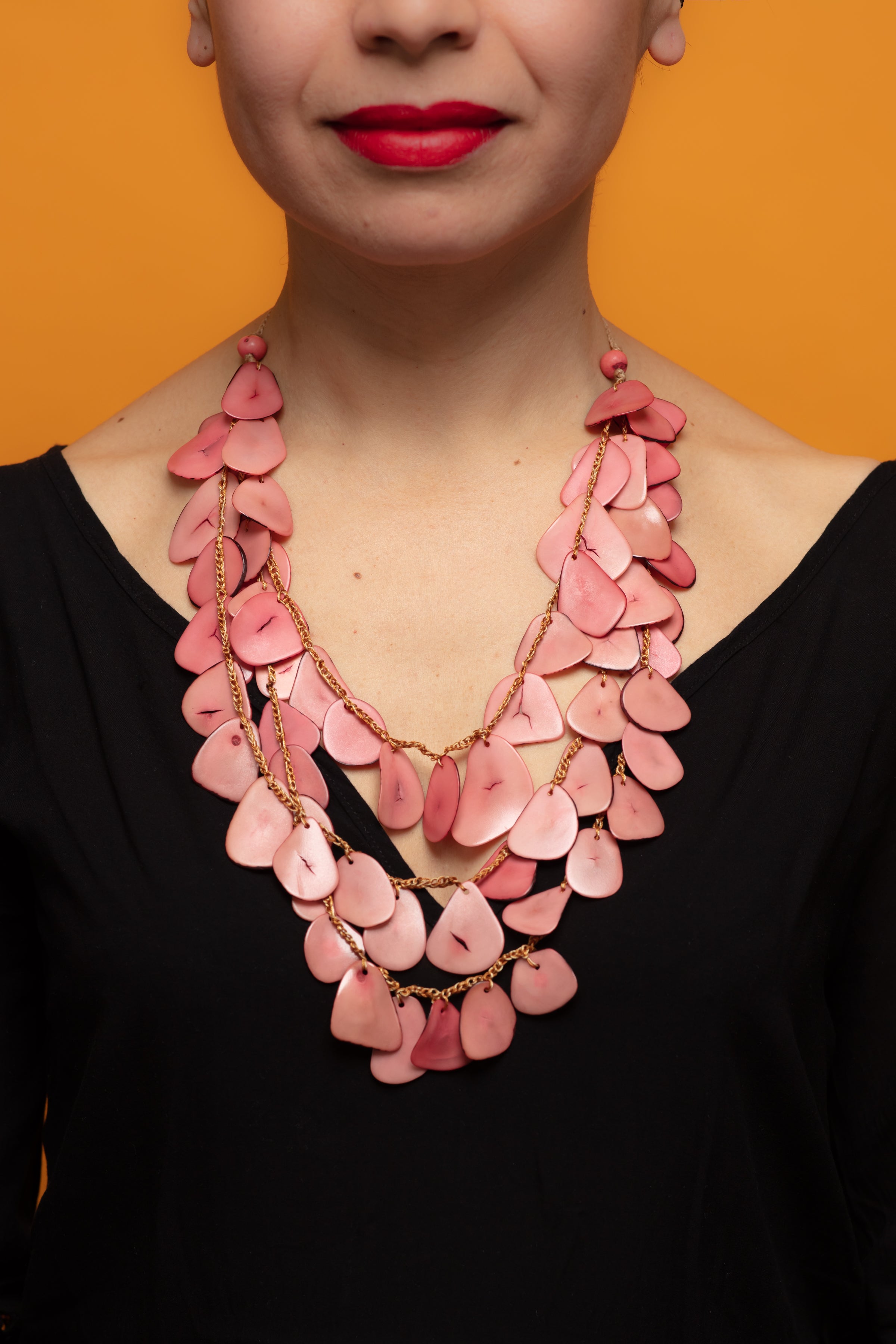 Pink Vegetable ivory Necklace