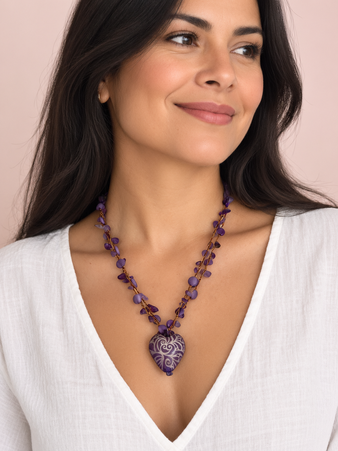 Purple Corazon Necklace Set