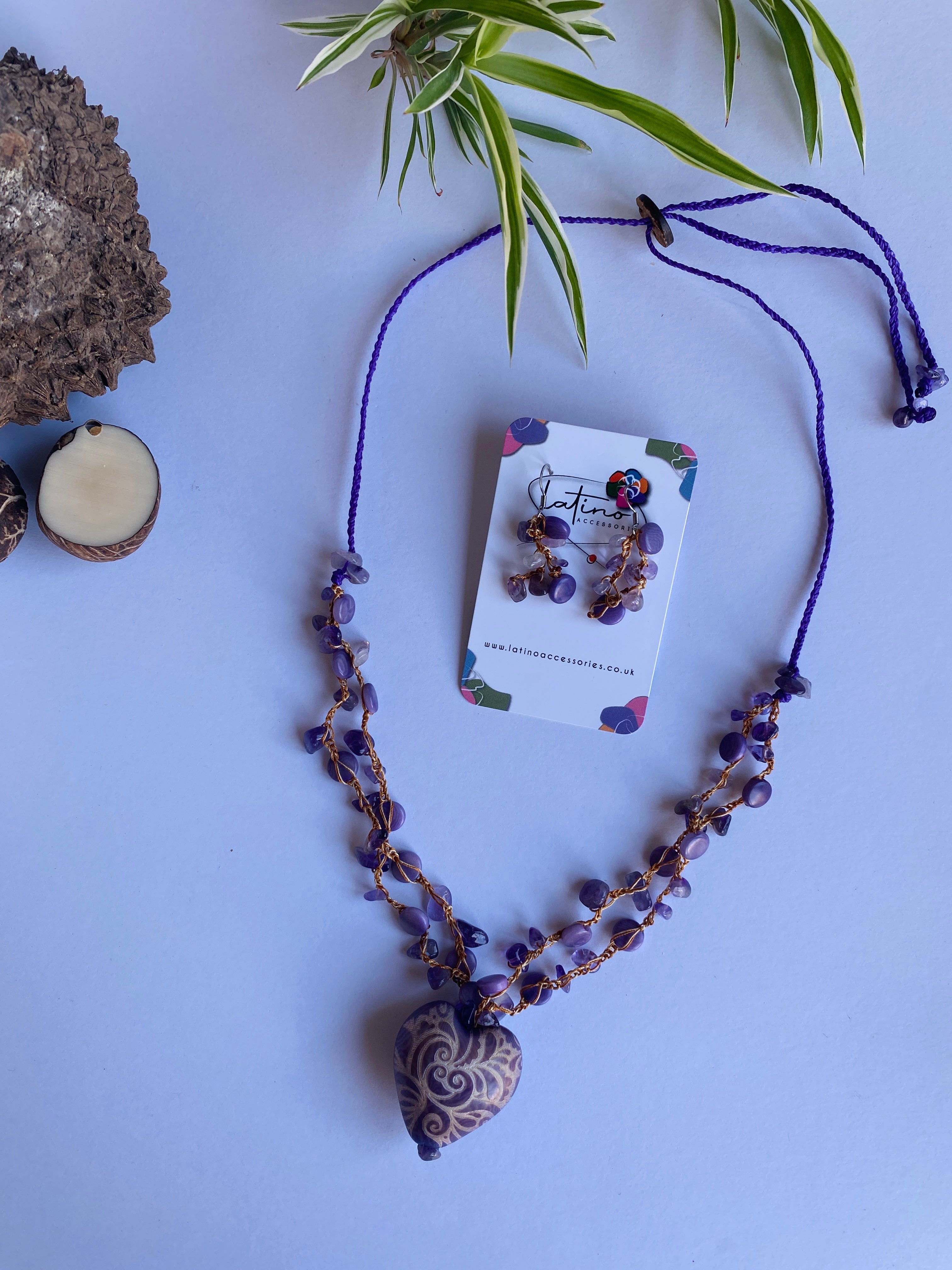 Purple Corazon Necklace Set