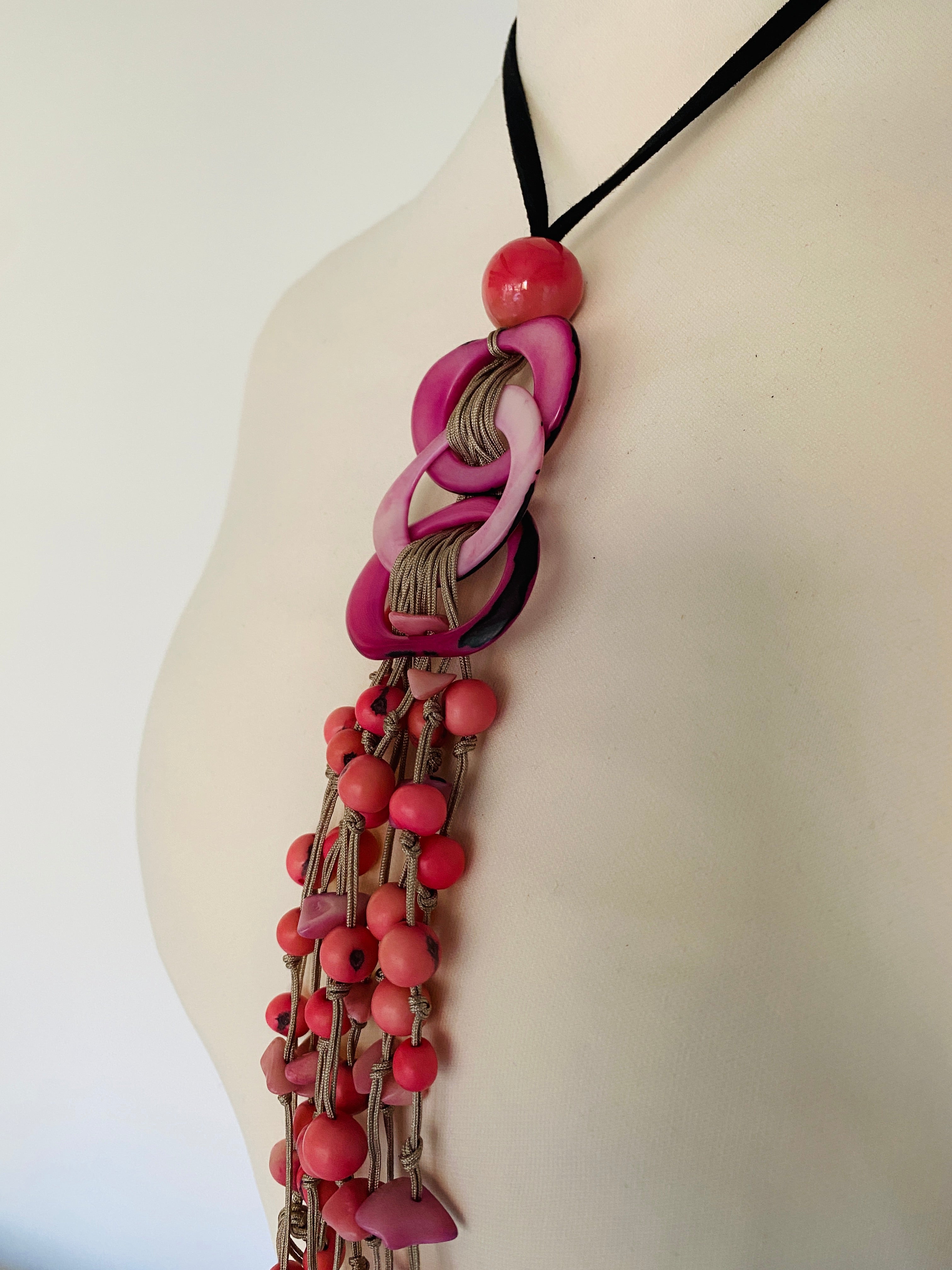 Pink Rings Tagua Necklace