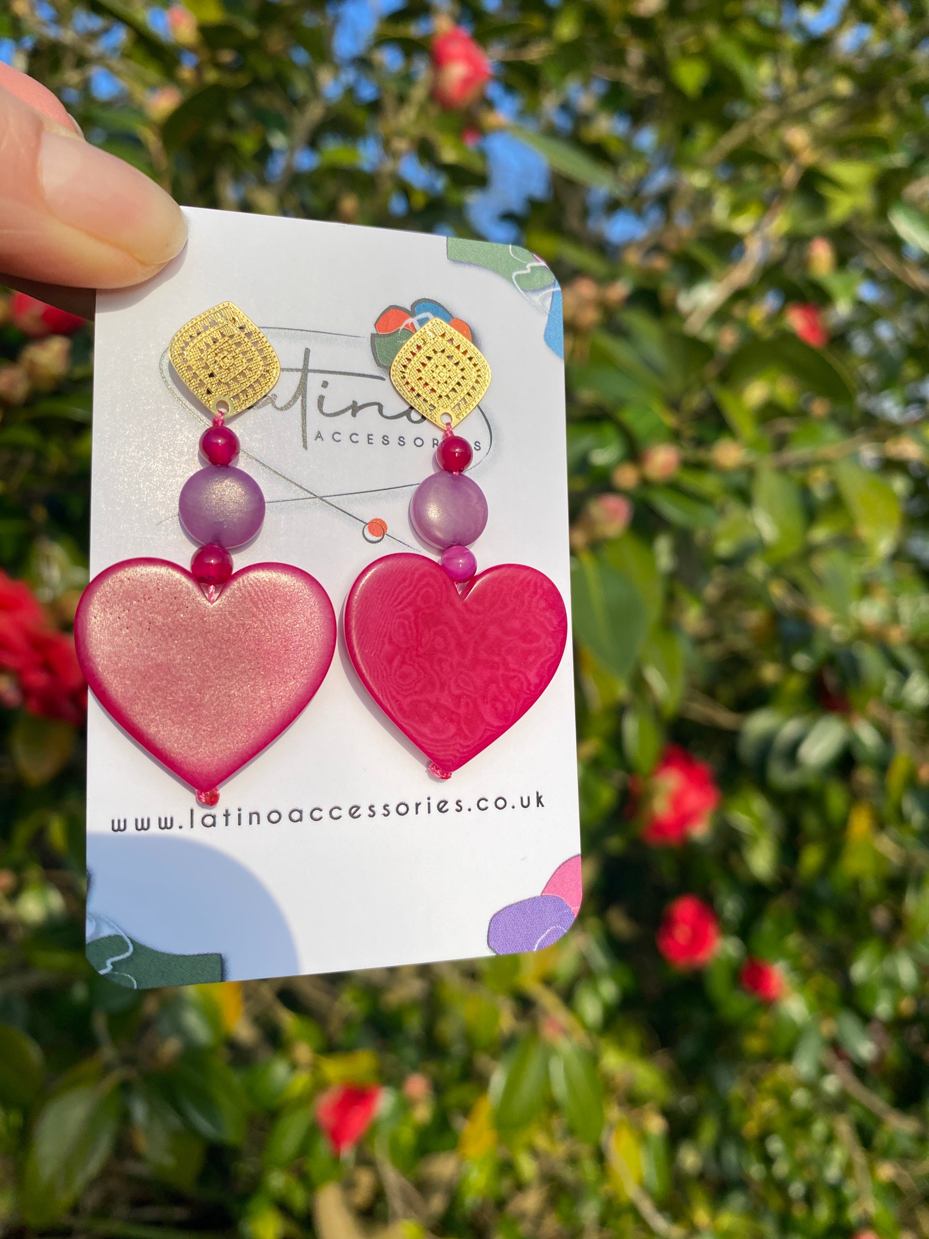 Pink Hearts Tagua Earrings