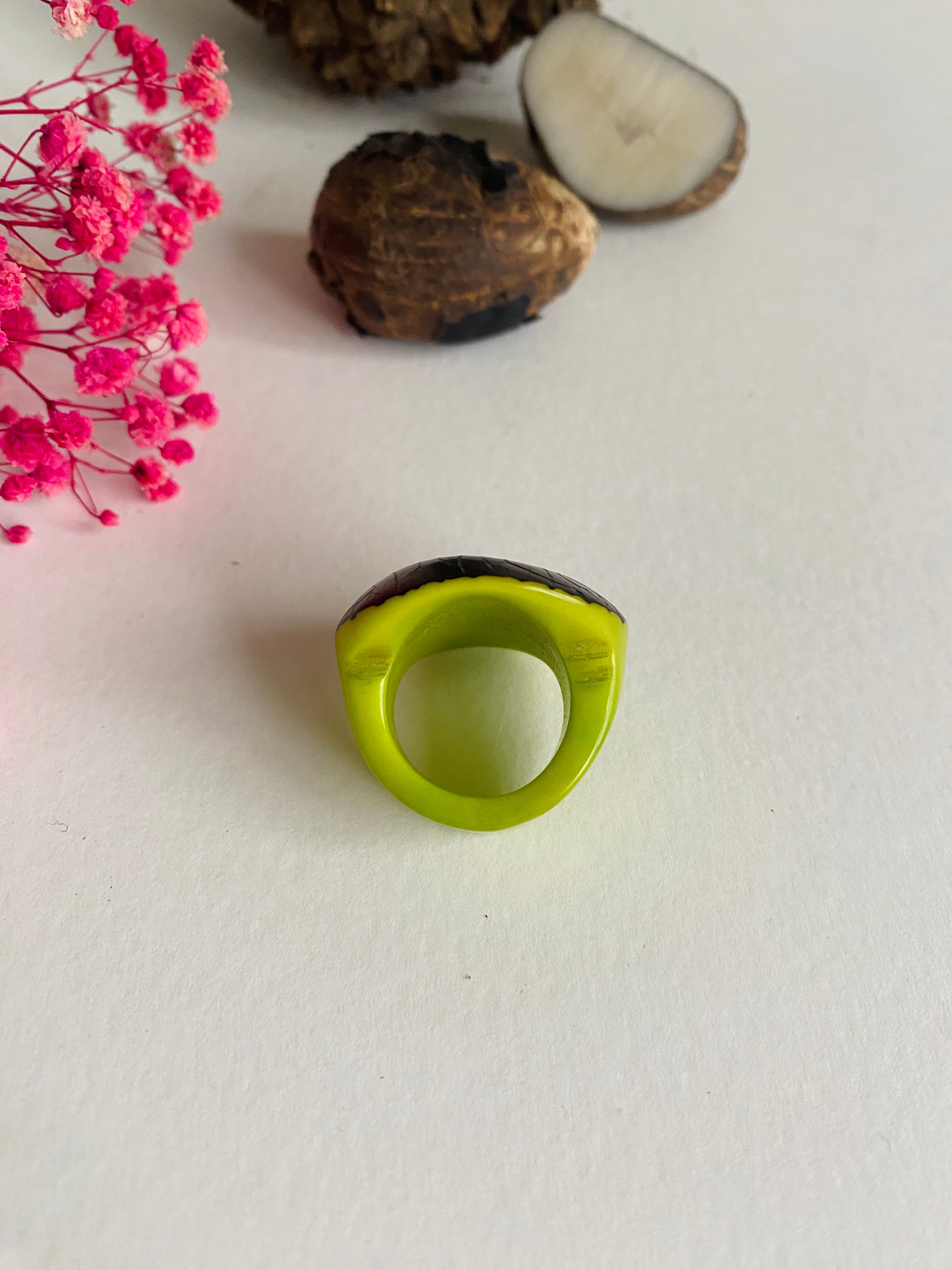 Green Tagua Seed Ring