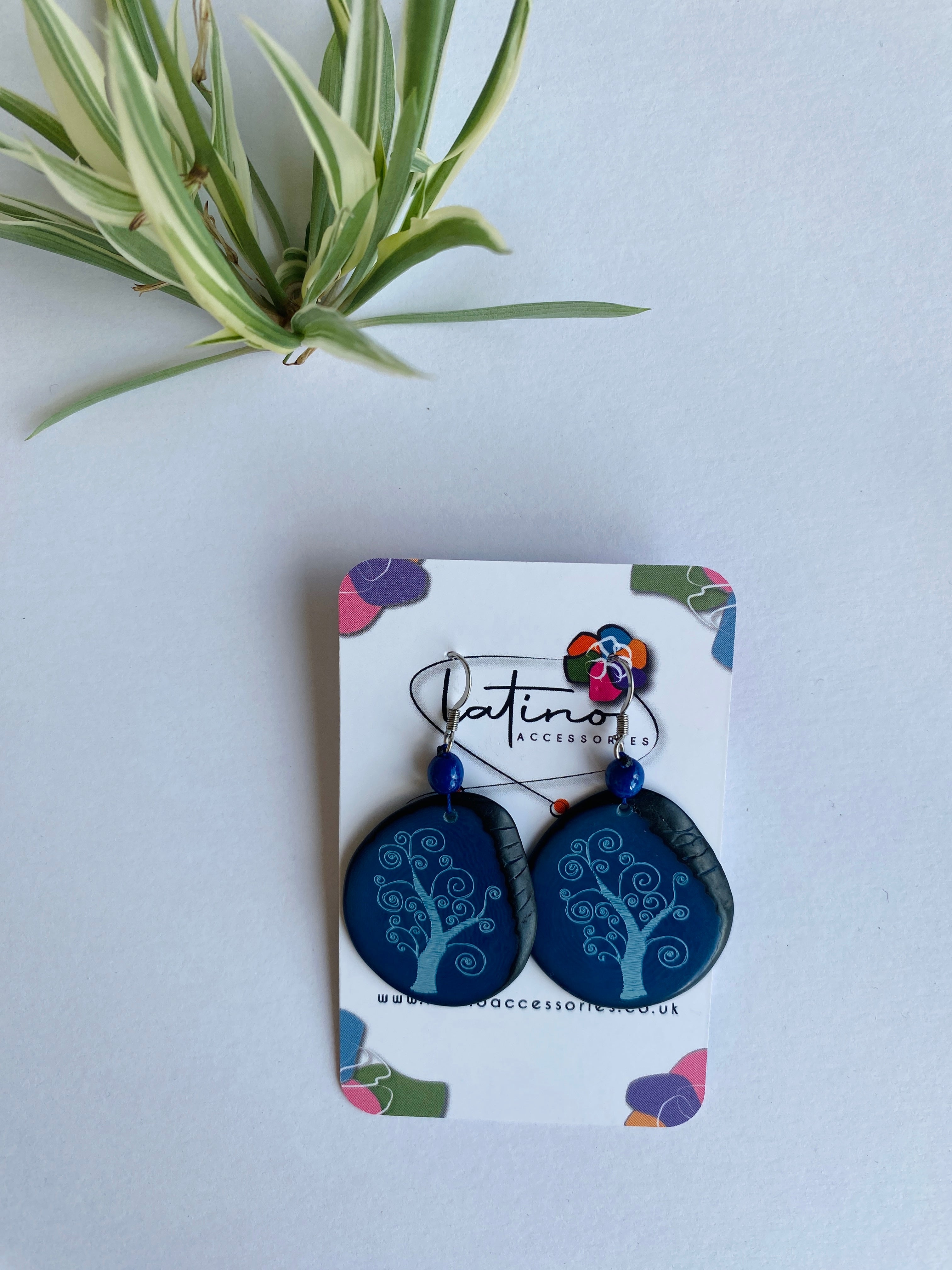 Blue Tree Tagua Earrings