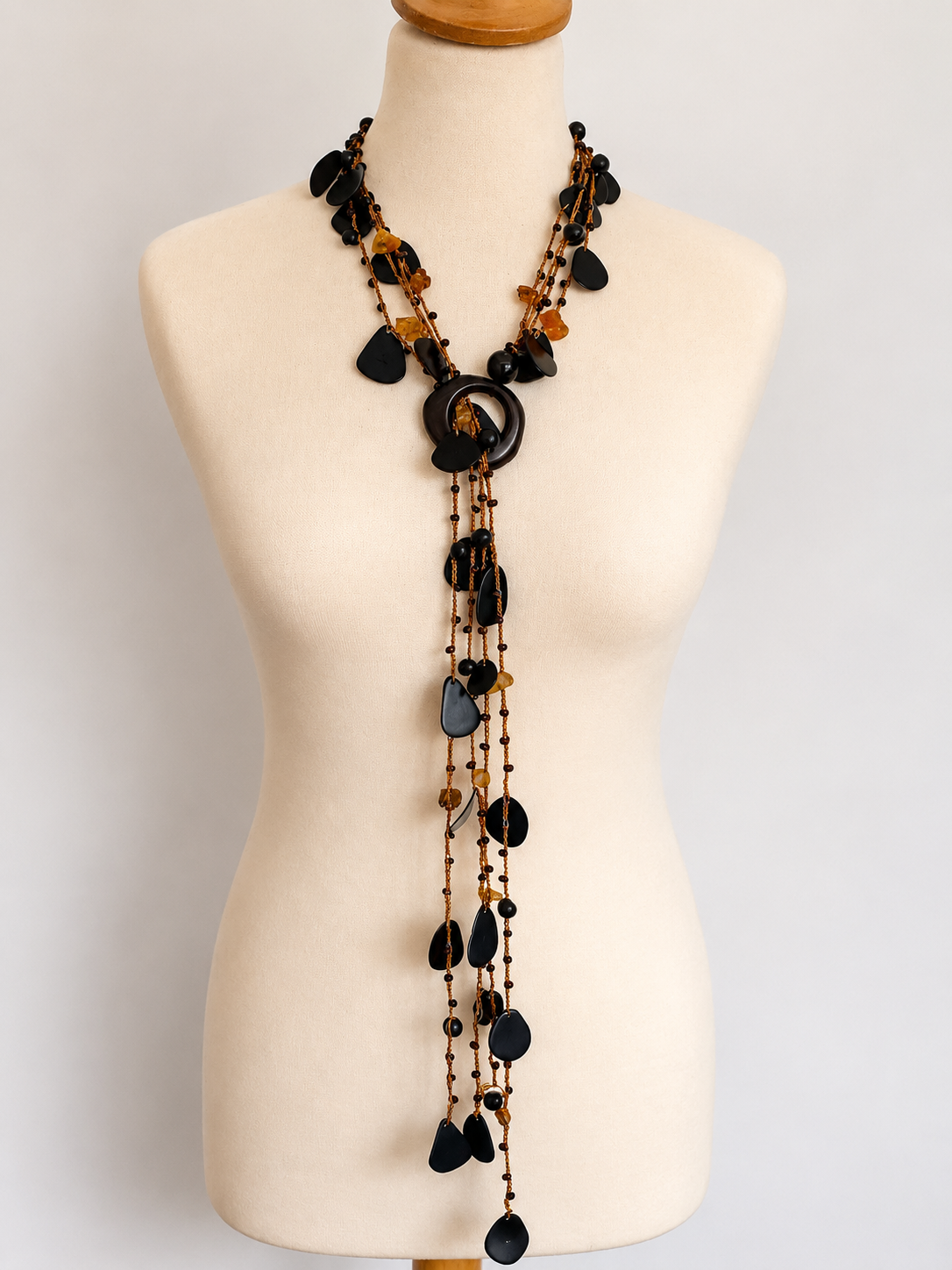 Black Tagua Long Necklace Set