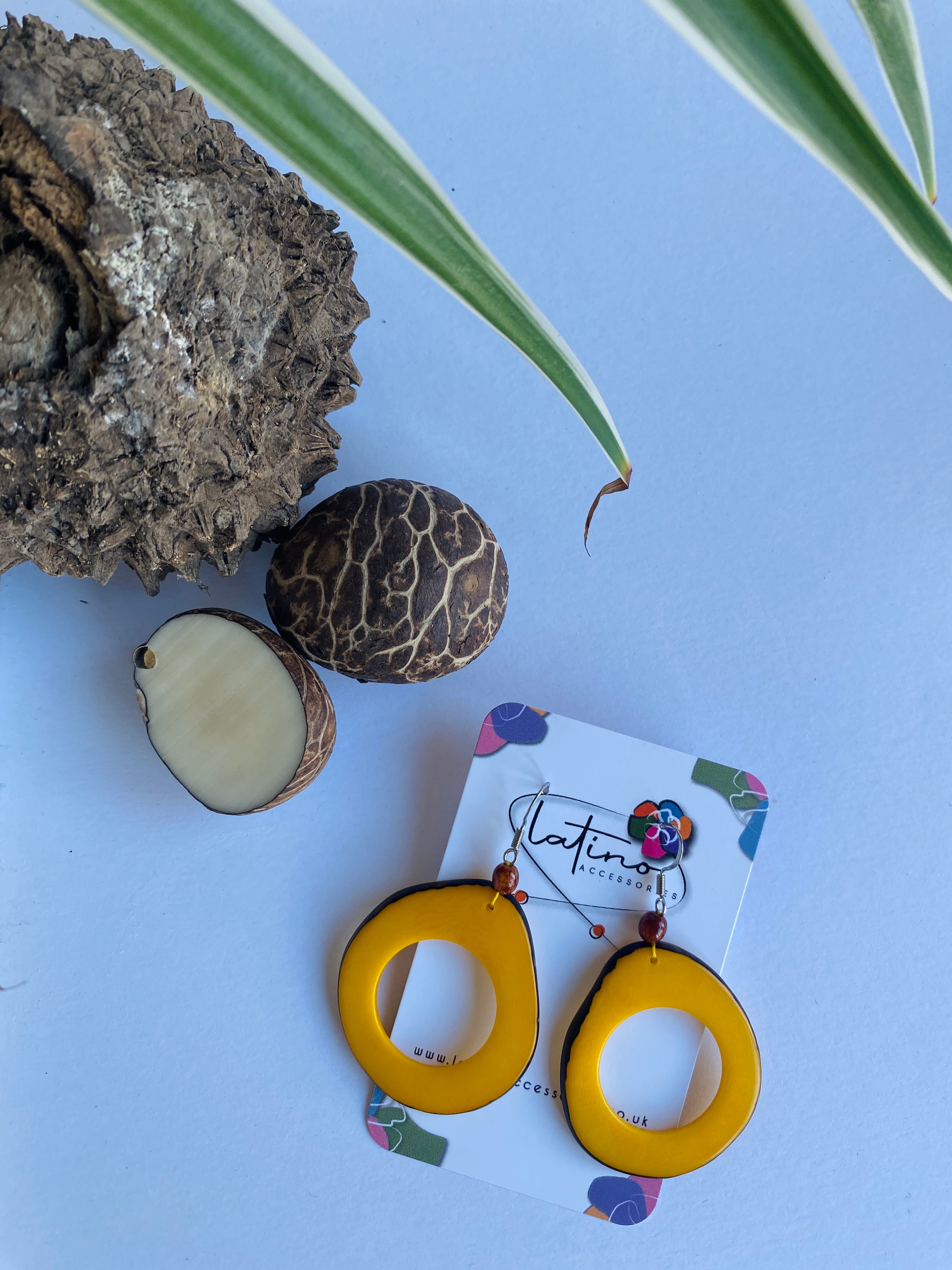 Yellow Hoops Tagua Earrings