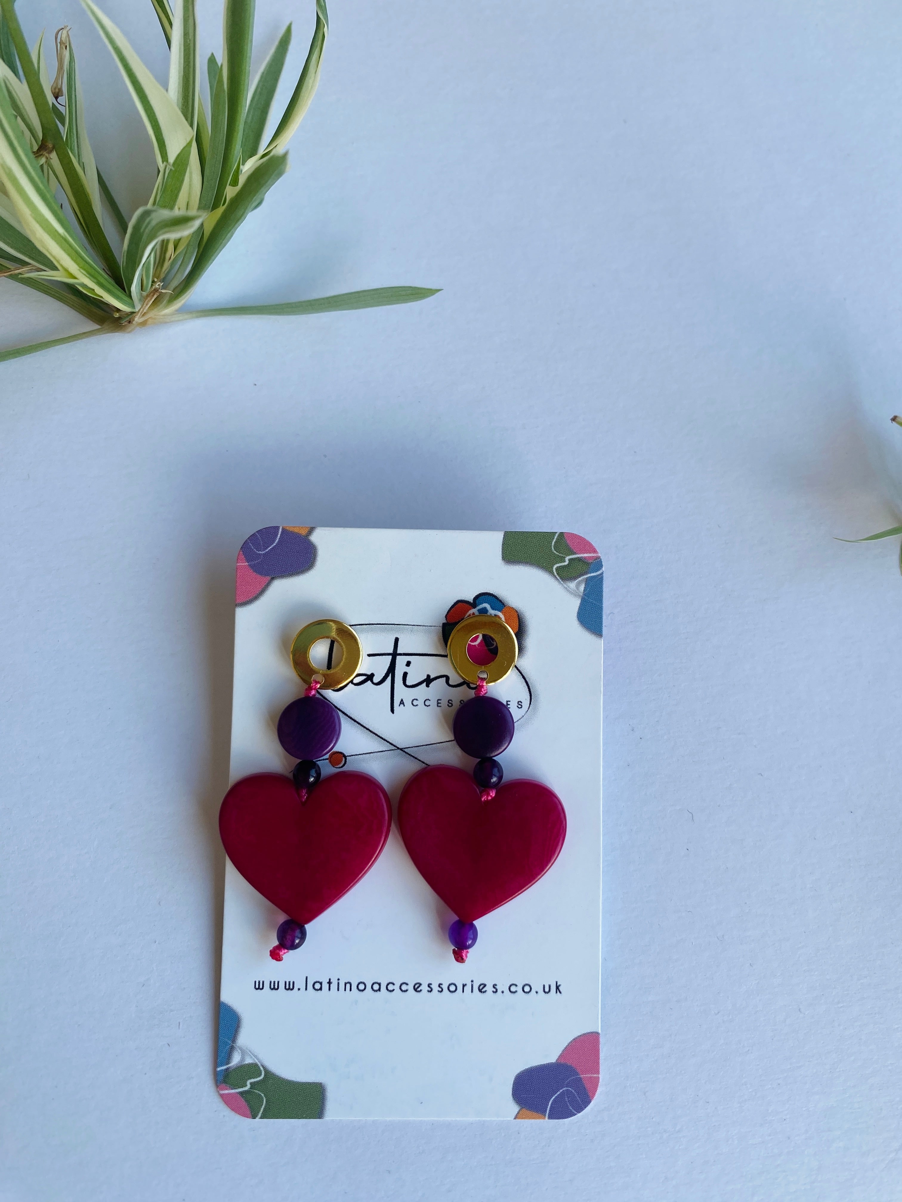Pink Hearts Tagua Earrings