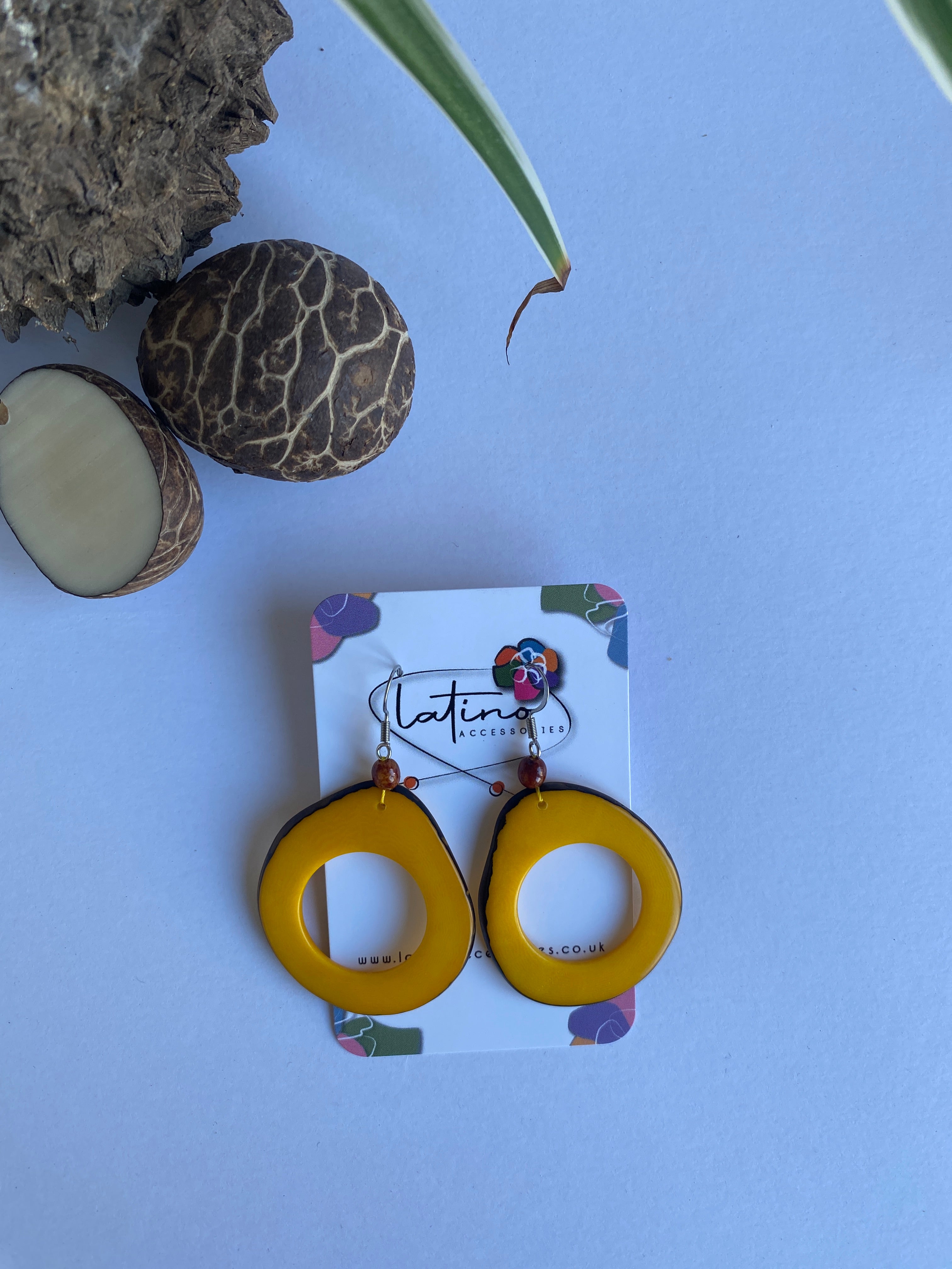 Yellow Hoops Tagua Earrings