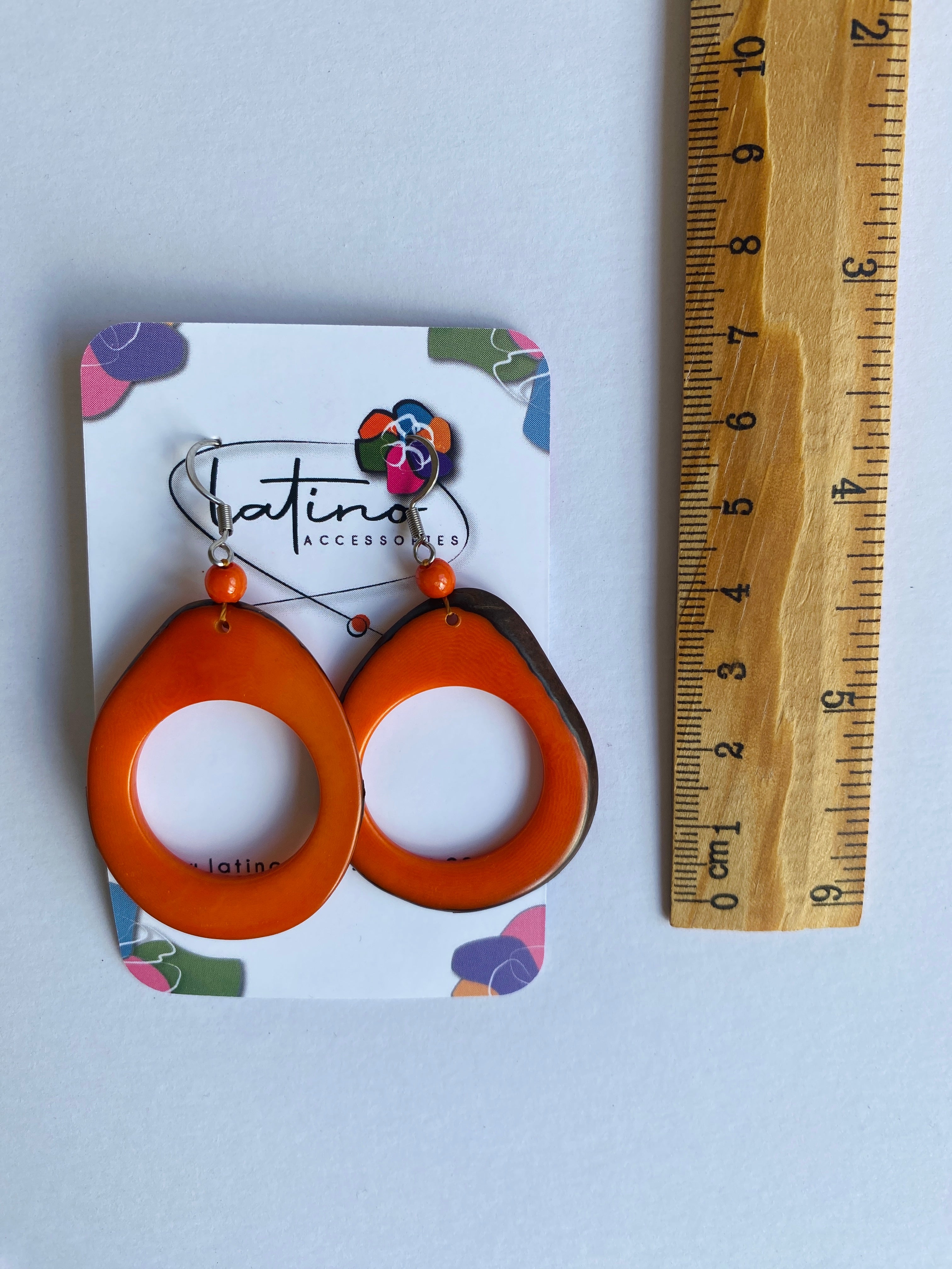 Orange Hoops Tagua Earrings