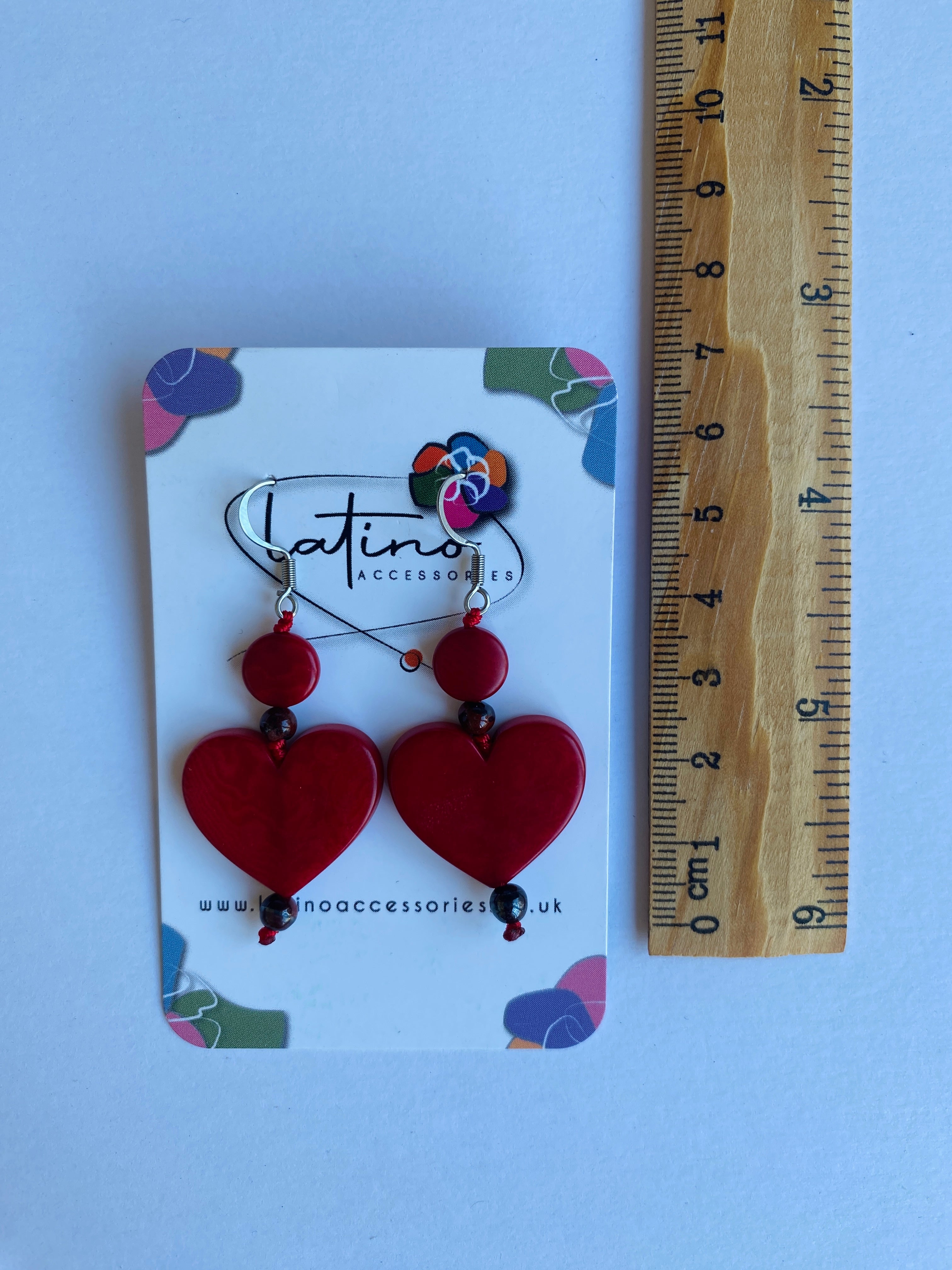 Red Tagua Heart Earrings