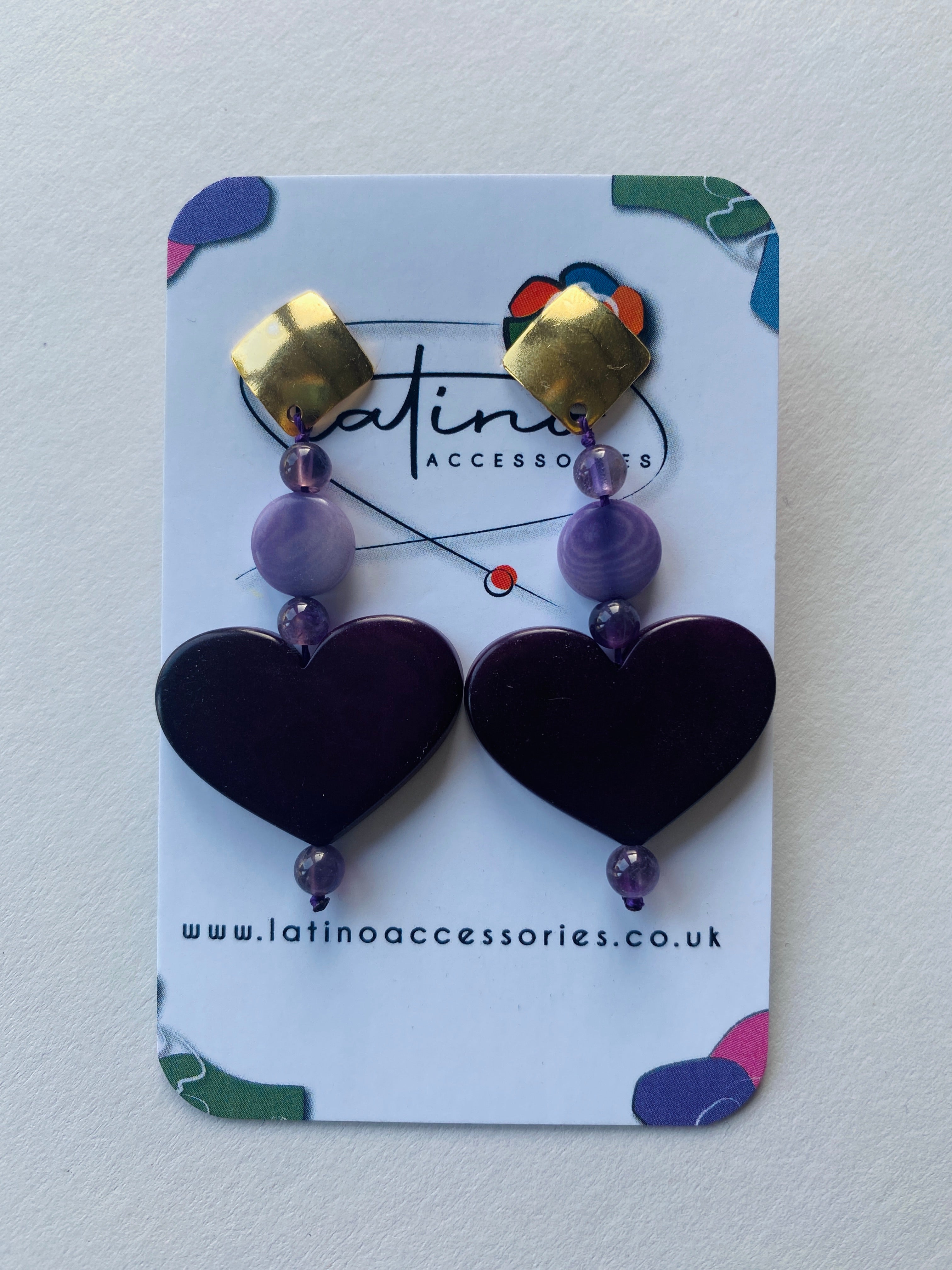 Purple Hearts Tagua Earrings