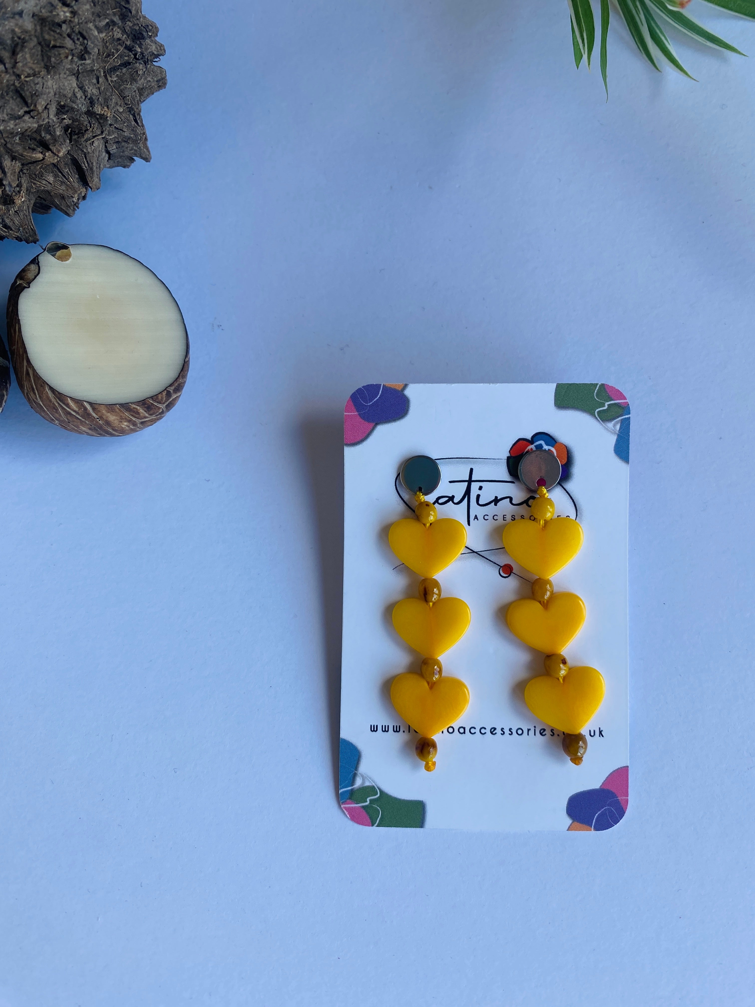 Three Hearts Earrings - Yellow