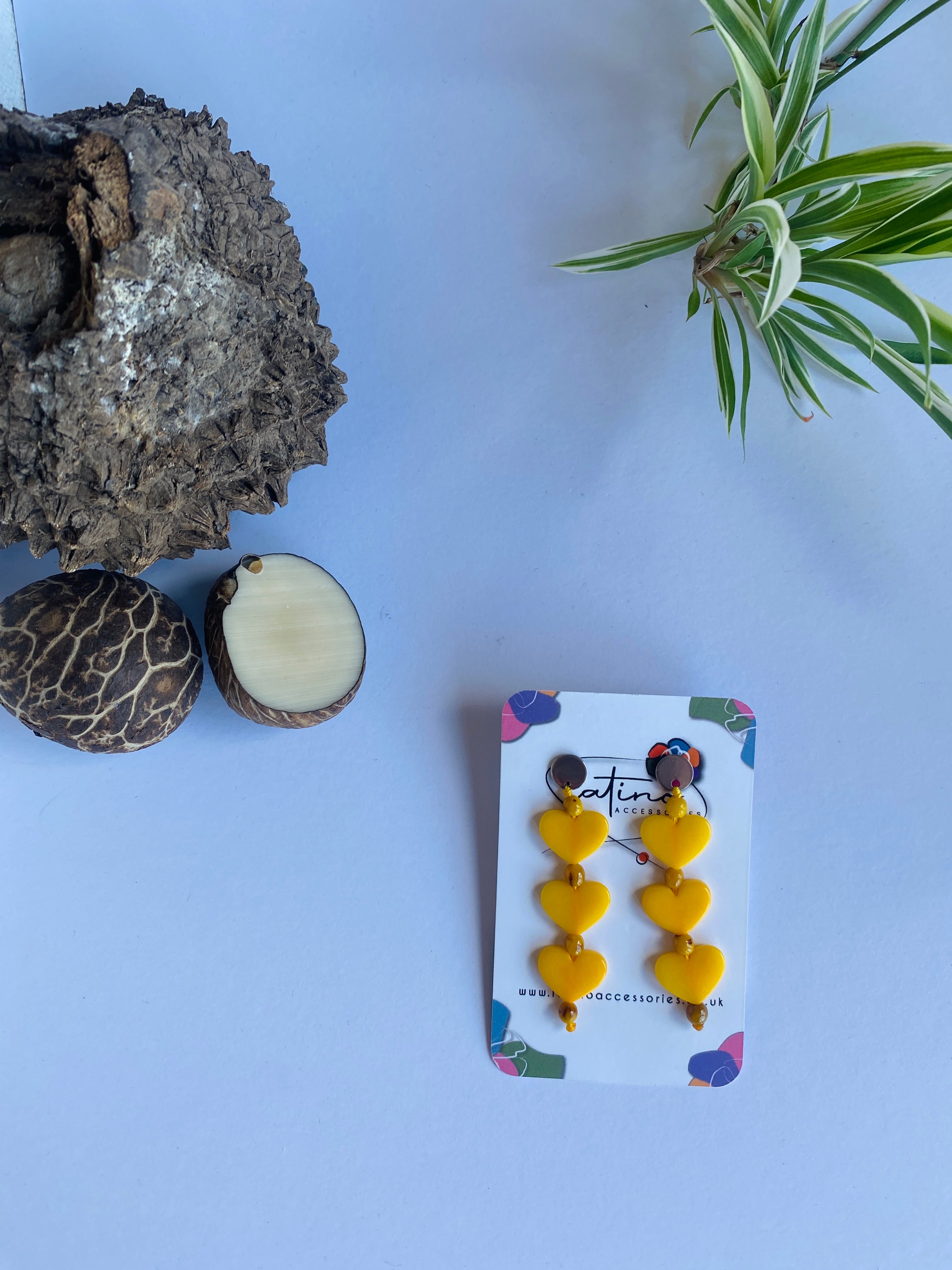 Three Hearts Earrings - Yellow