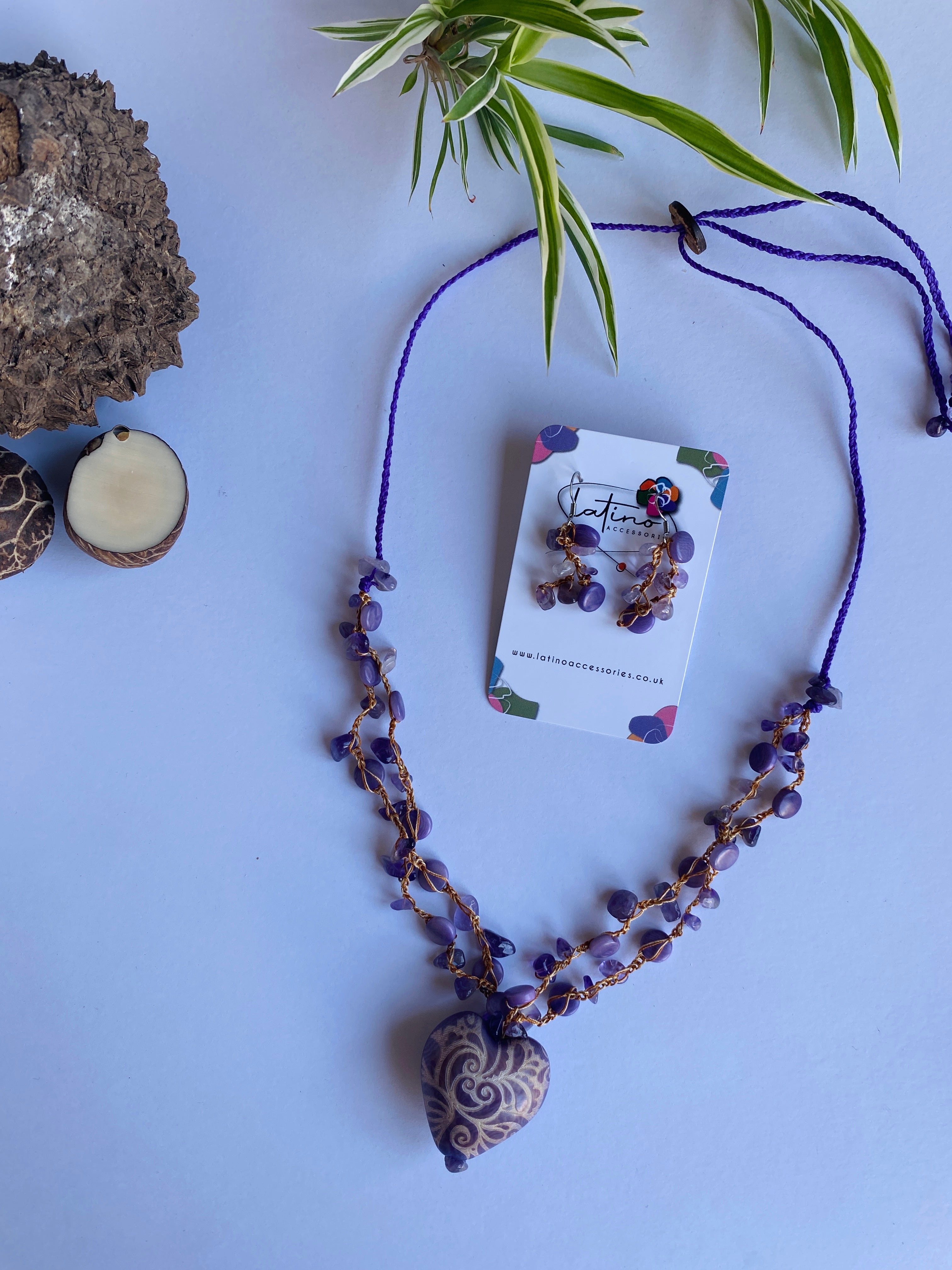 Purple Corazon Necklace Set