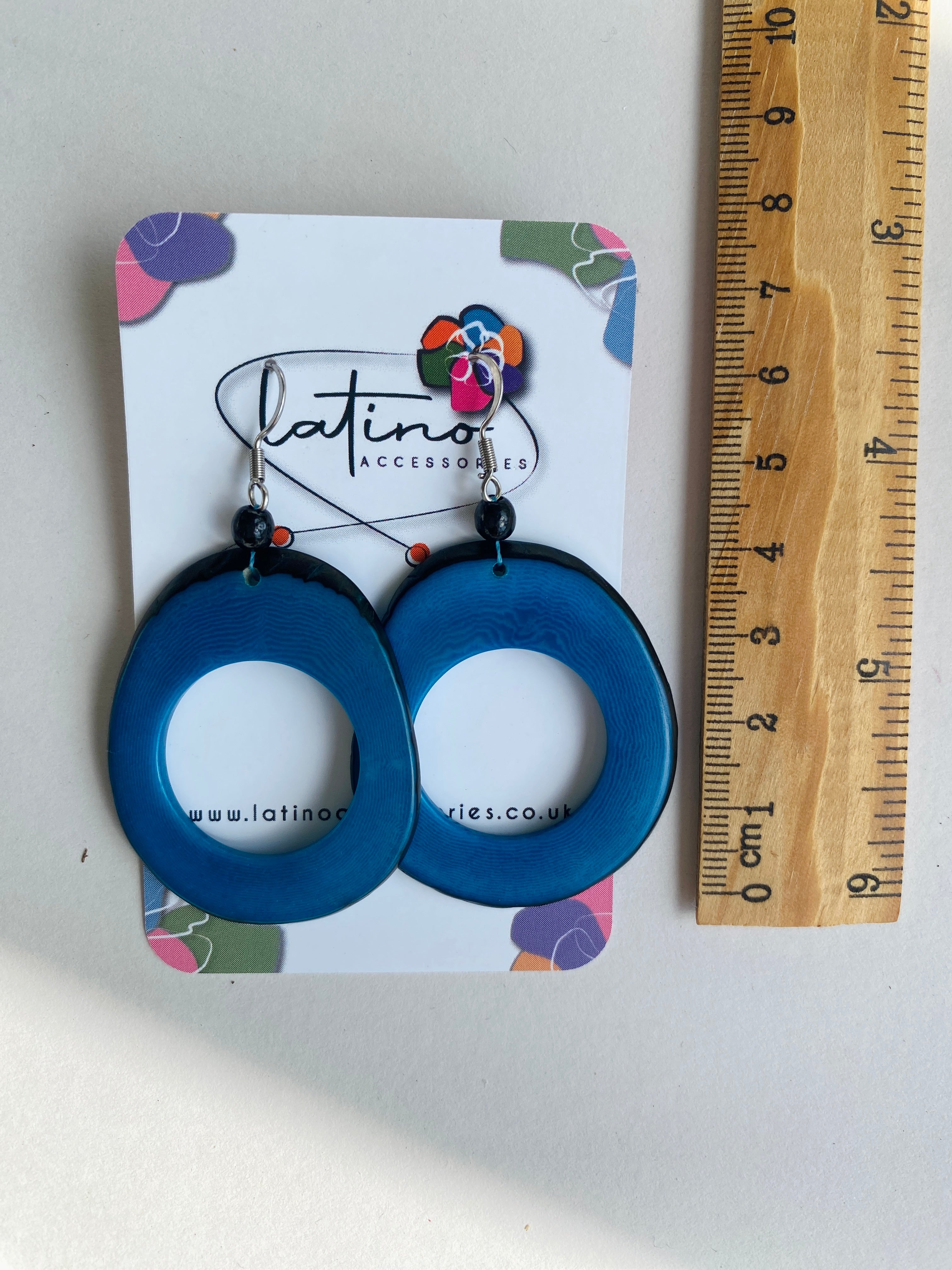 Blue Hoops Tagua Earrings