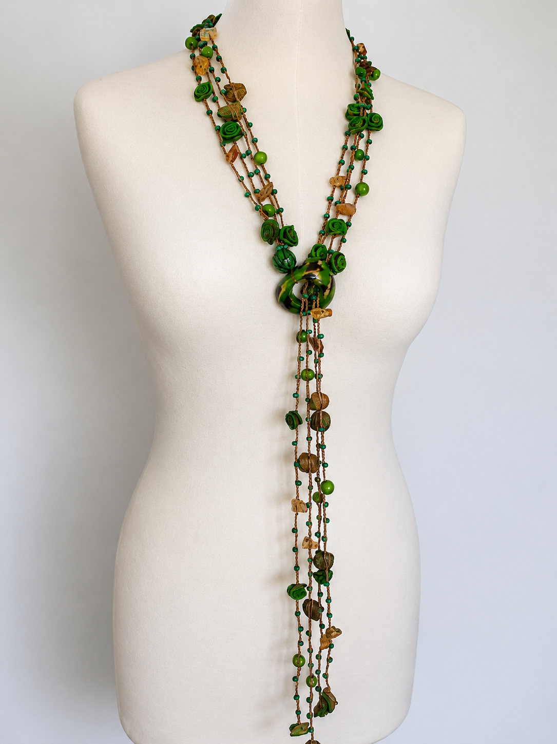 Green Orange Peel Necklace Set