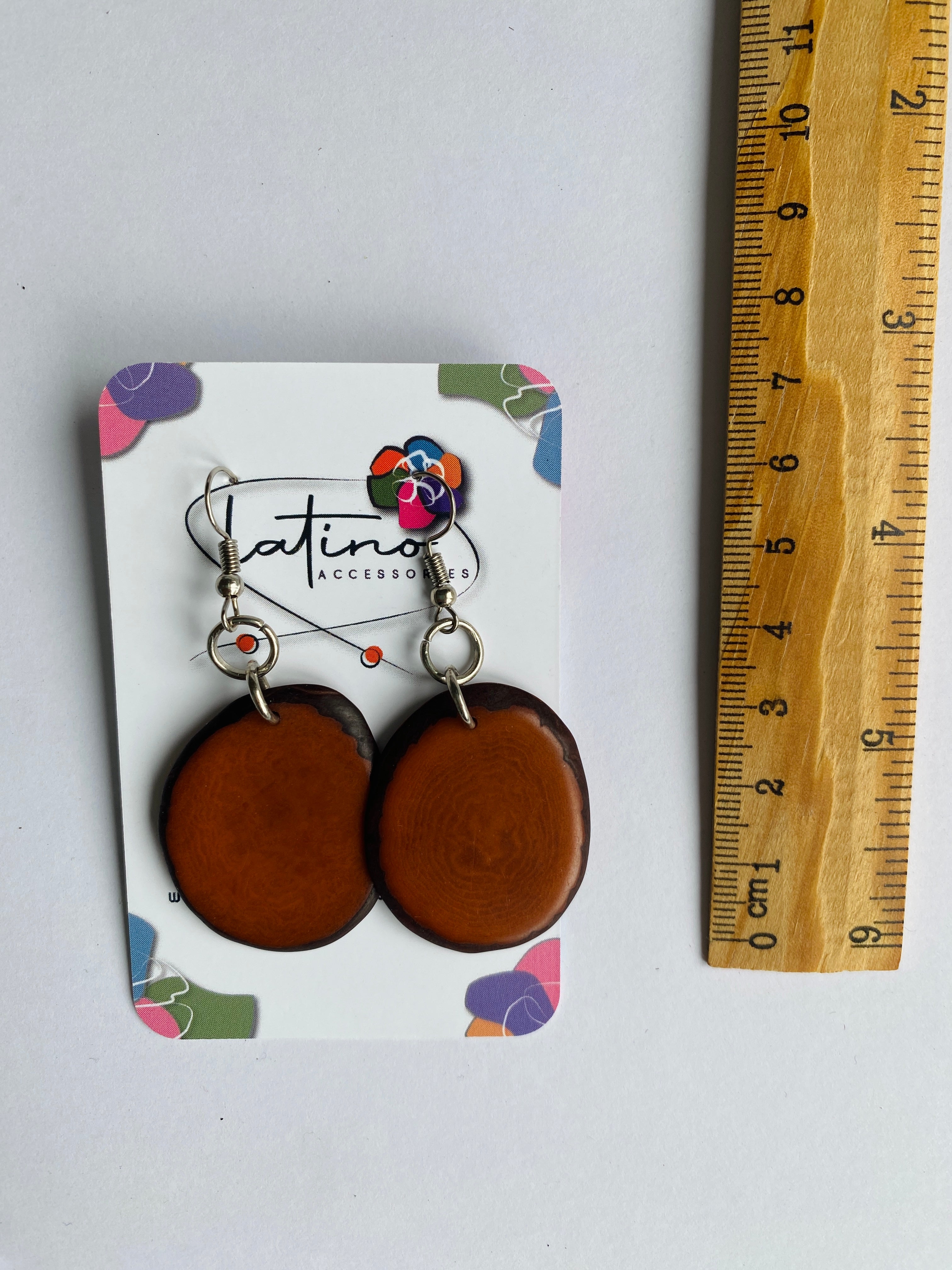 Brown slices tagua earrings