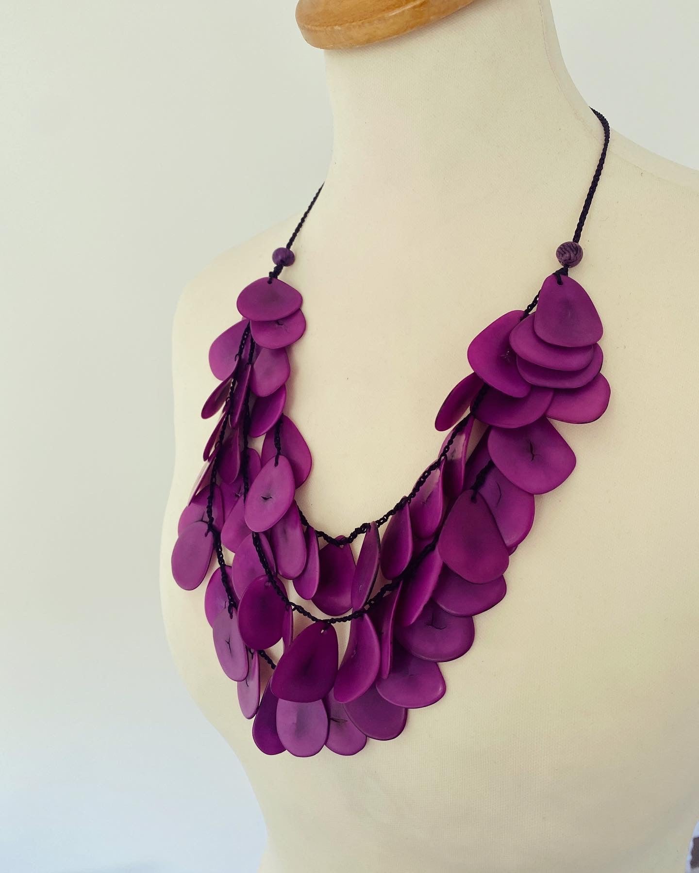 Violet tagua long necklace