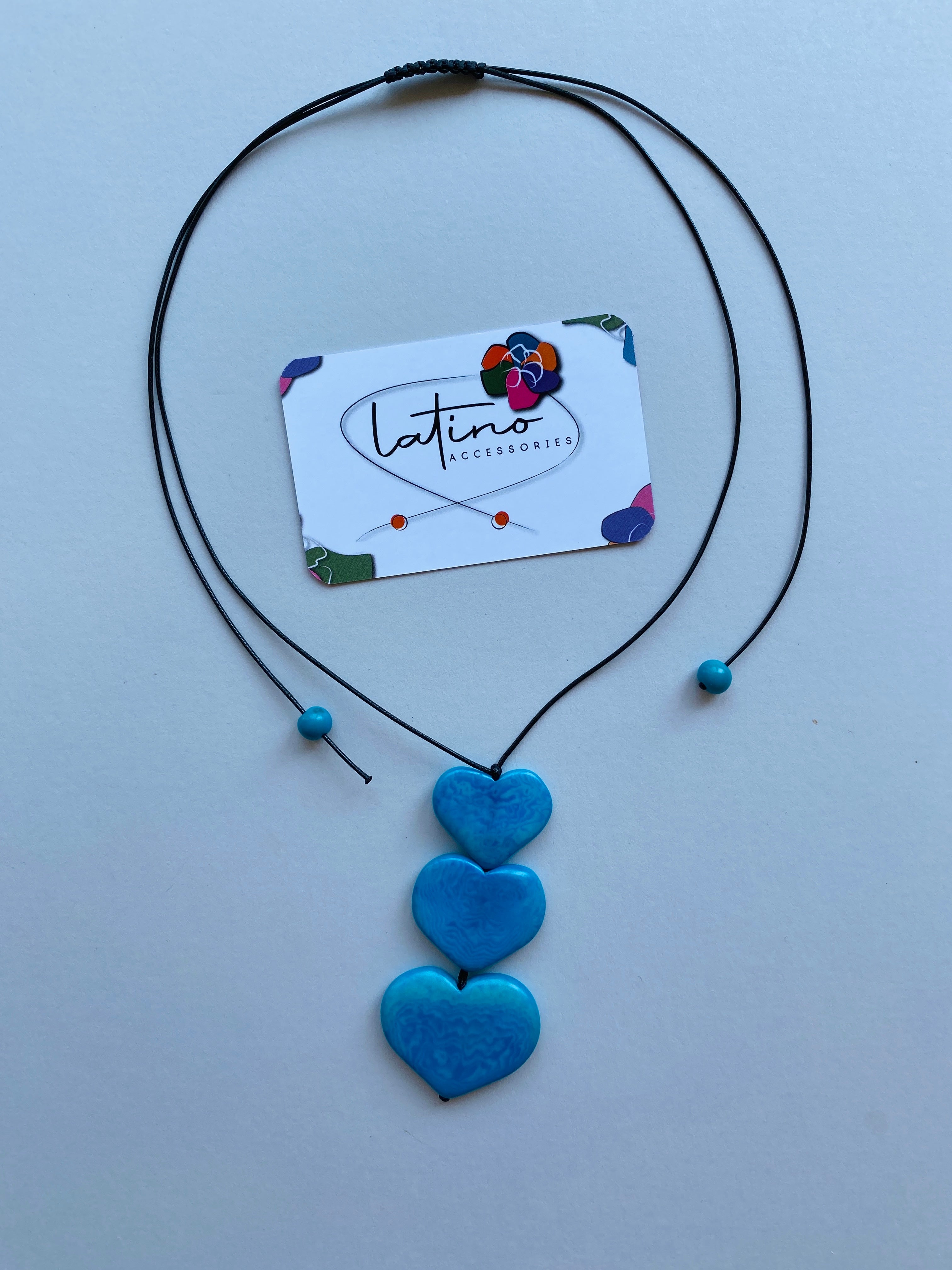 Blue hearts Tagua Necklace
