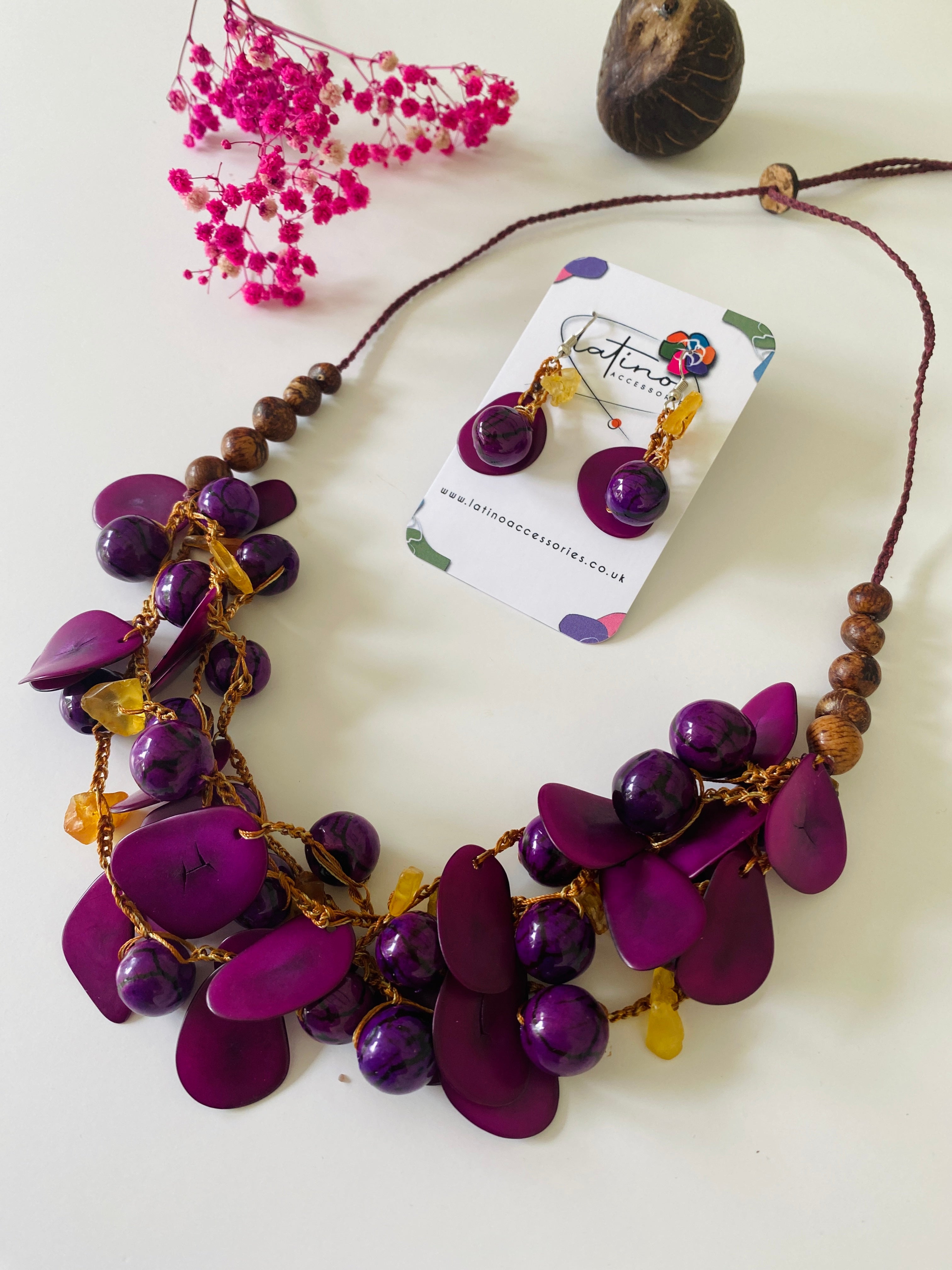 Violet Tagua Necklace