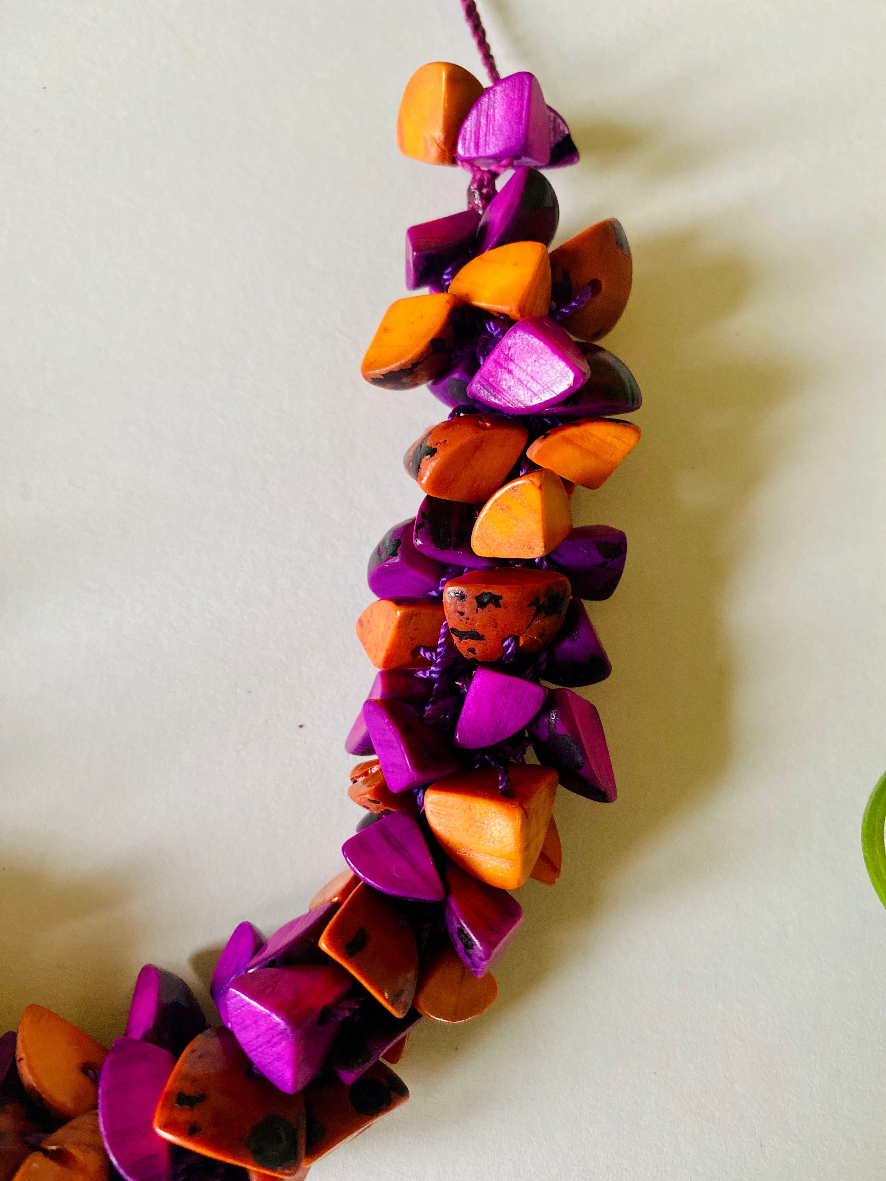 Purple & Orange Trocitos Necklace
