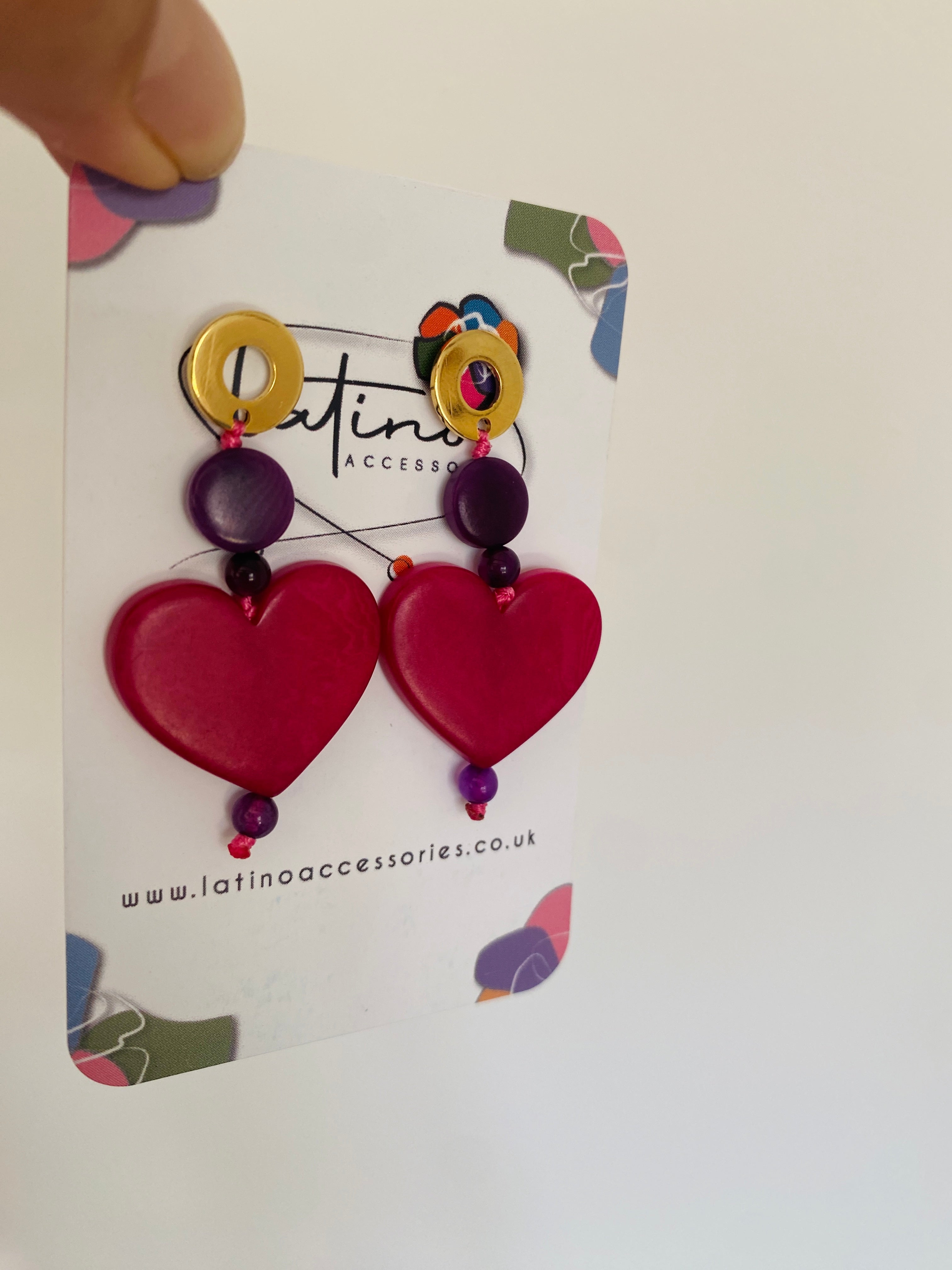 Pink Hearts Tagua Earrings