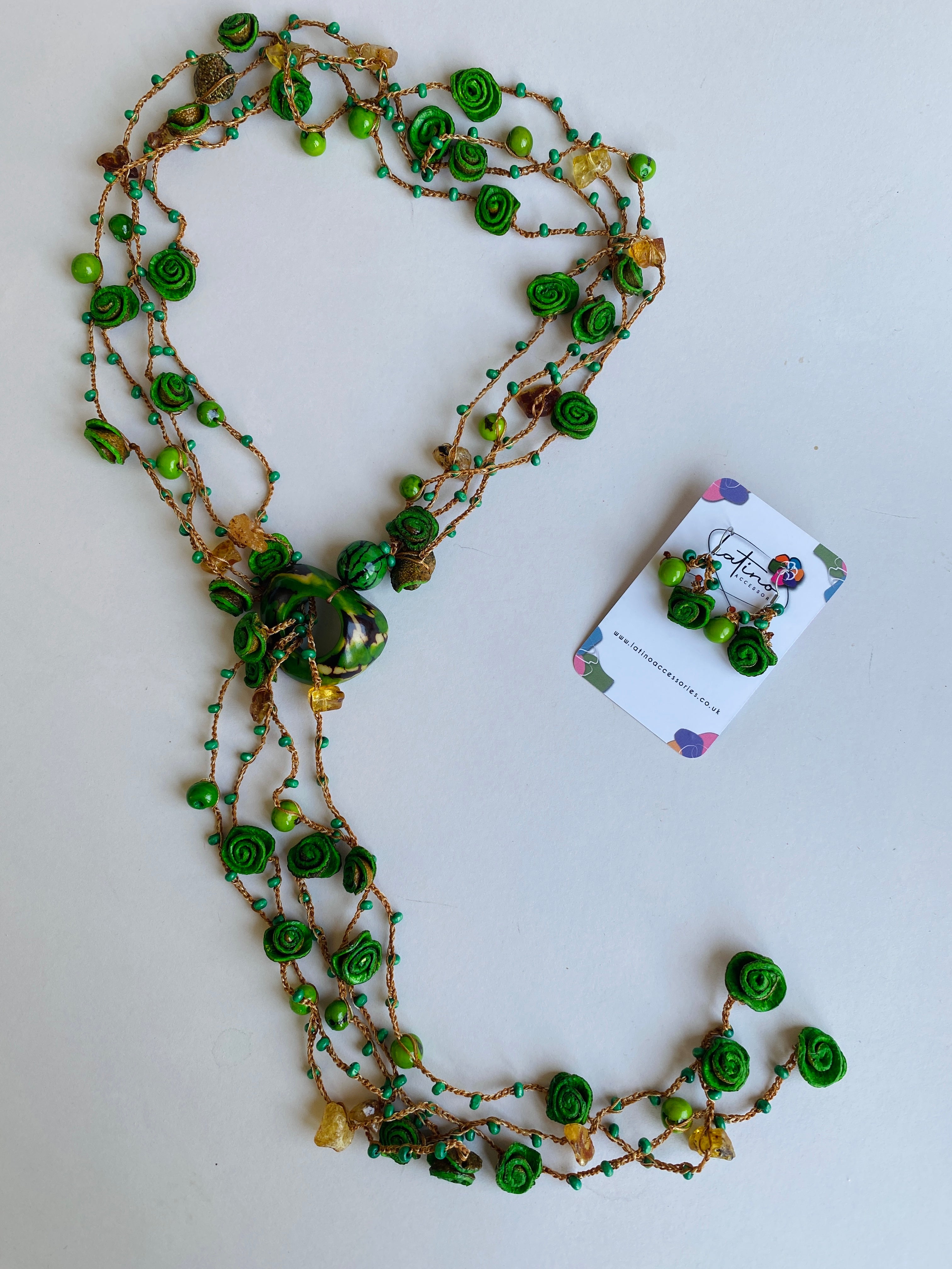 Green Orange Peel Necklace Set