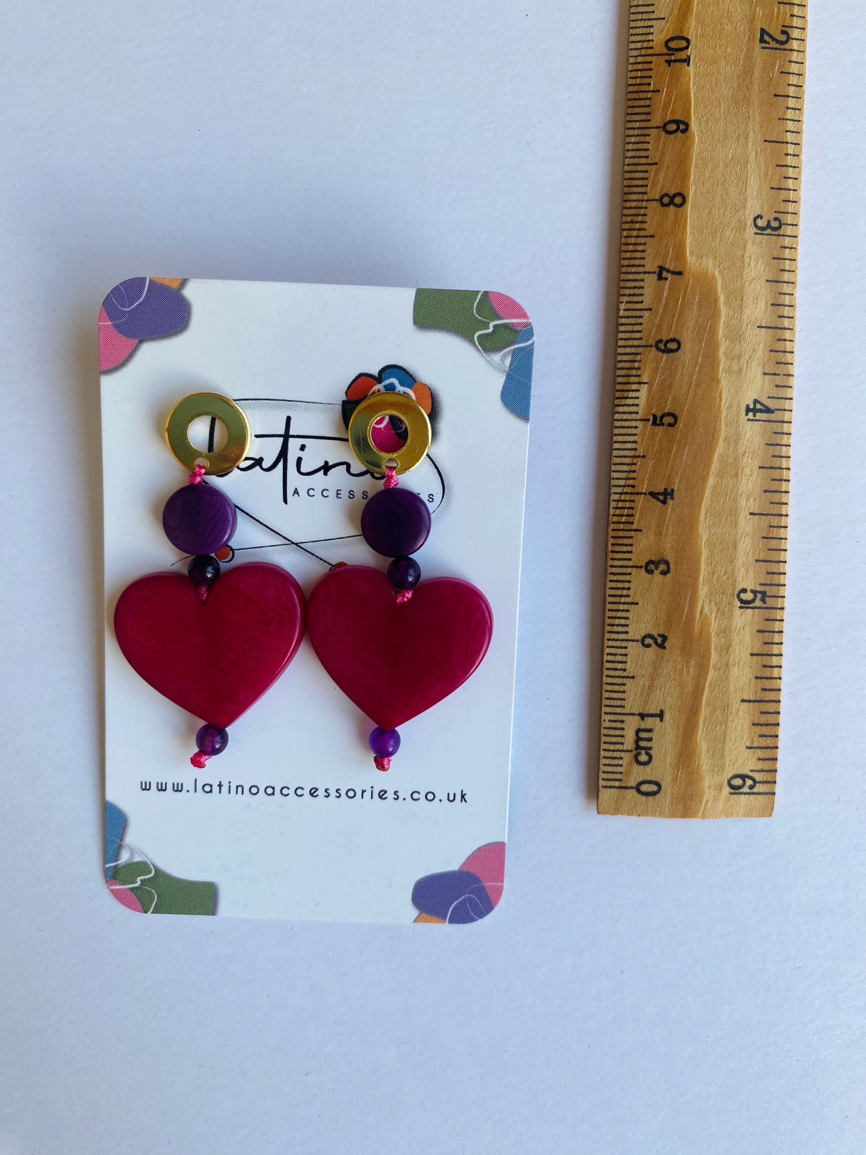 Pink Hearts Tagua Earrings