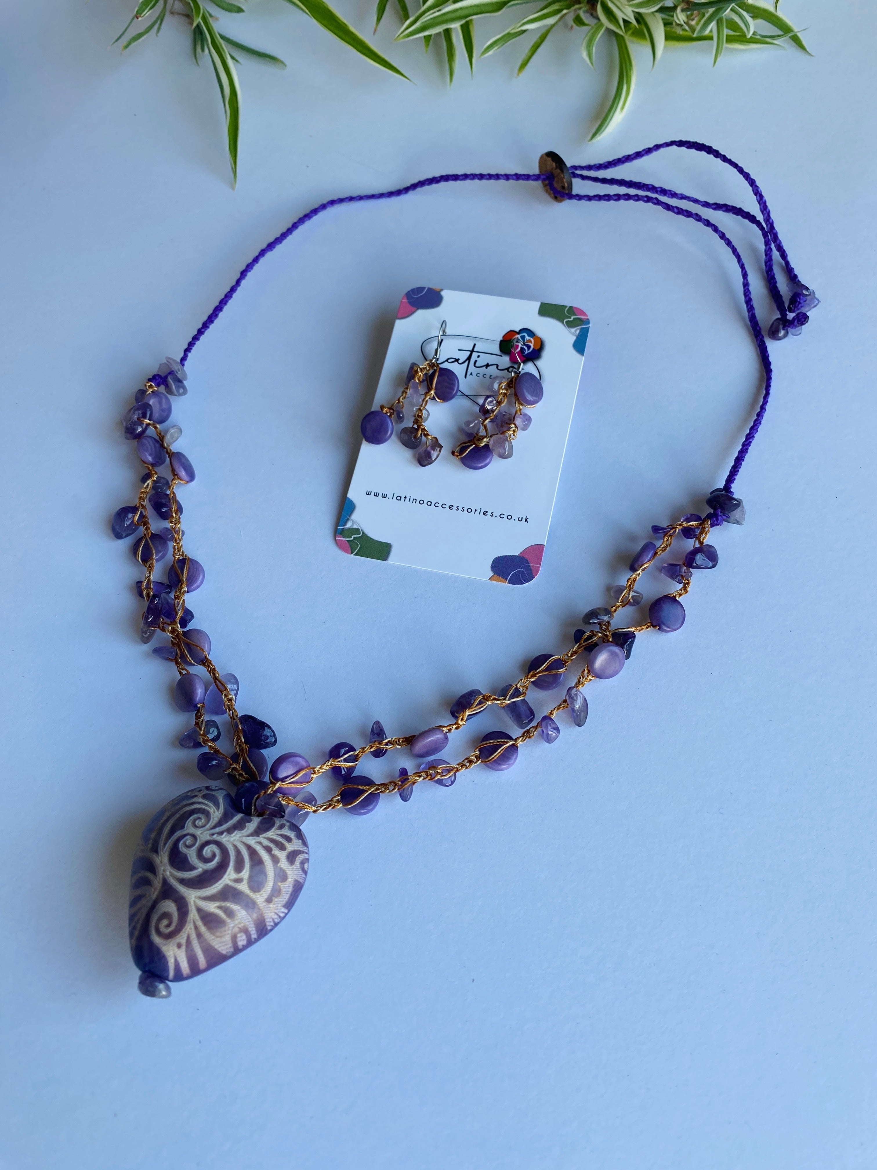 Purple Corazon Necklace Set
