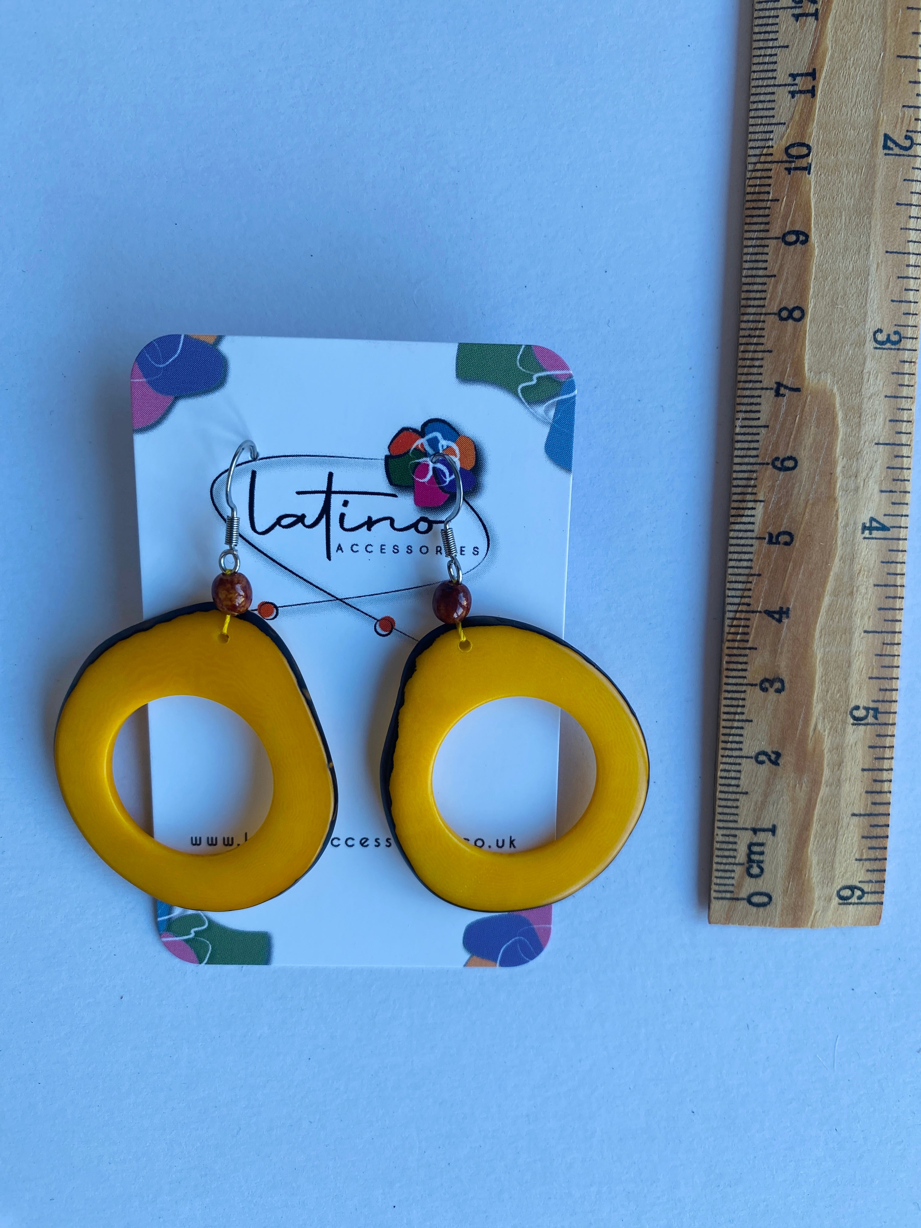 Yellow Hoops Tagua Earrings