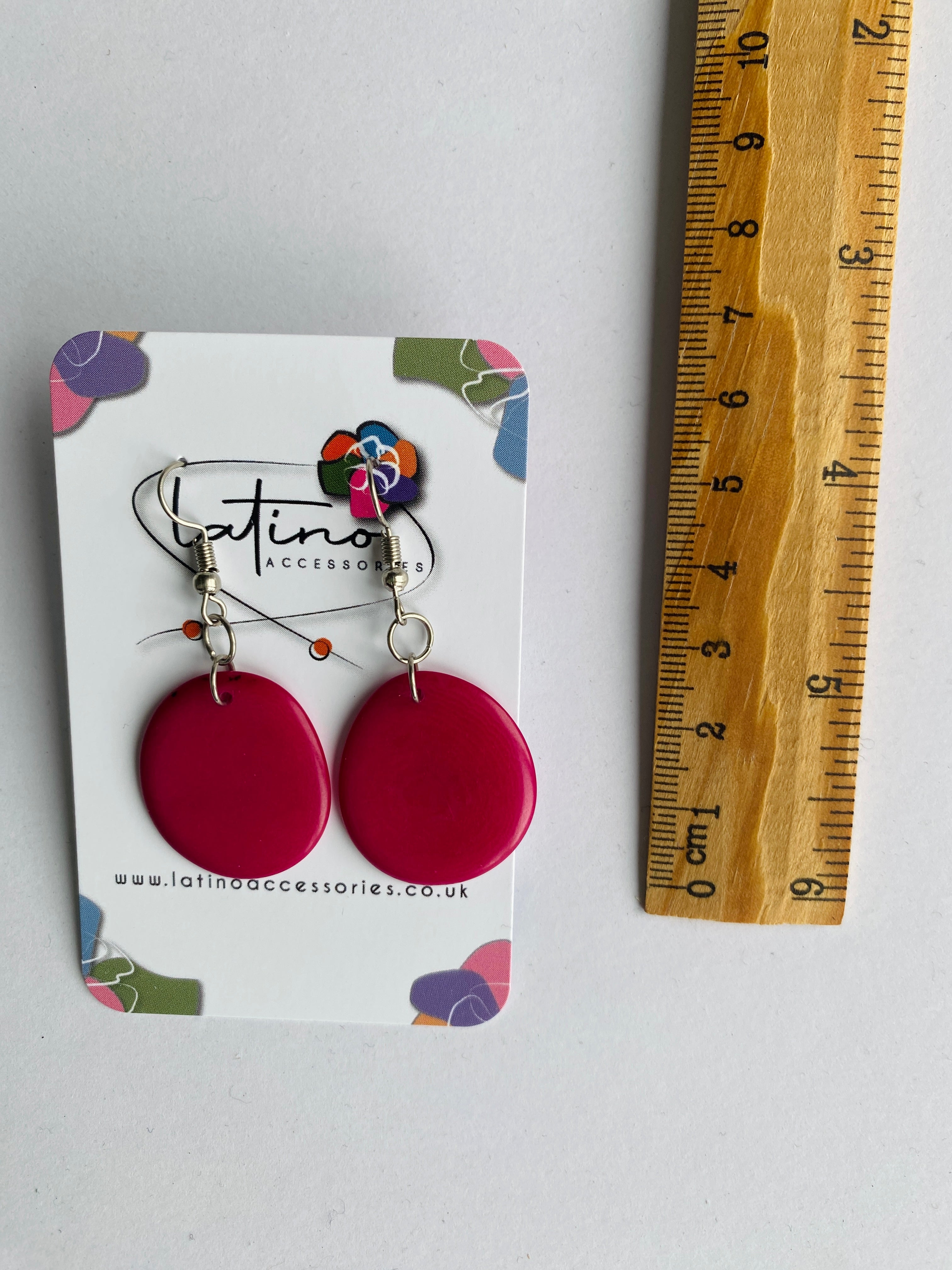 Pink Slices Tagua Seed Earrings