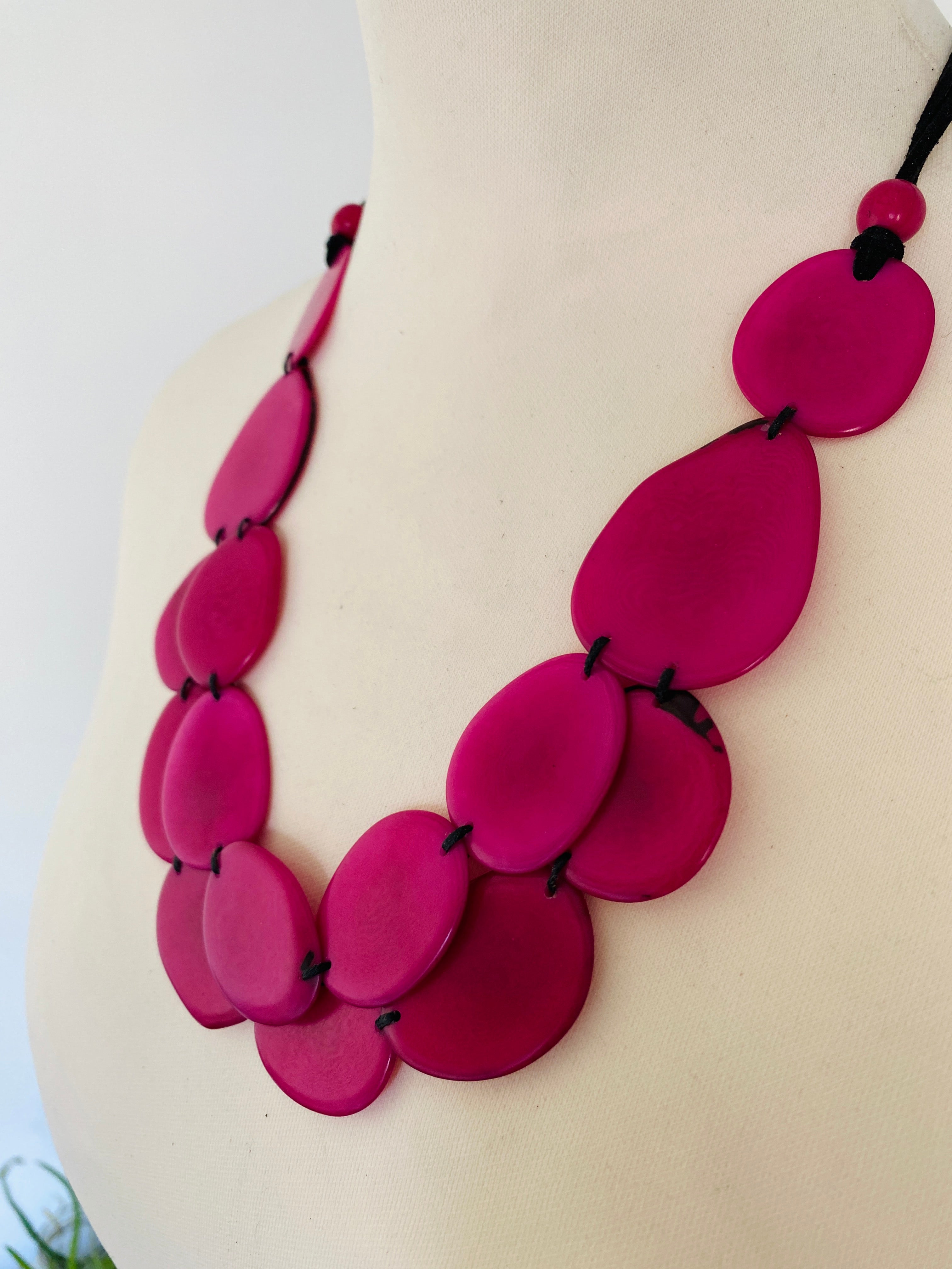 Pink tagua necklace set