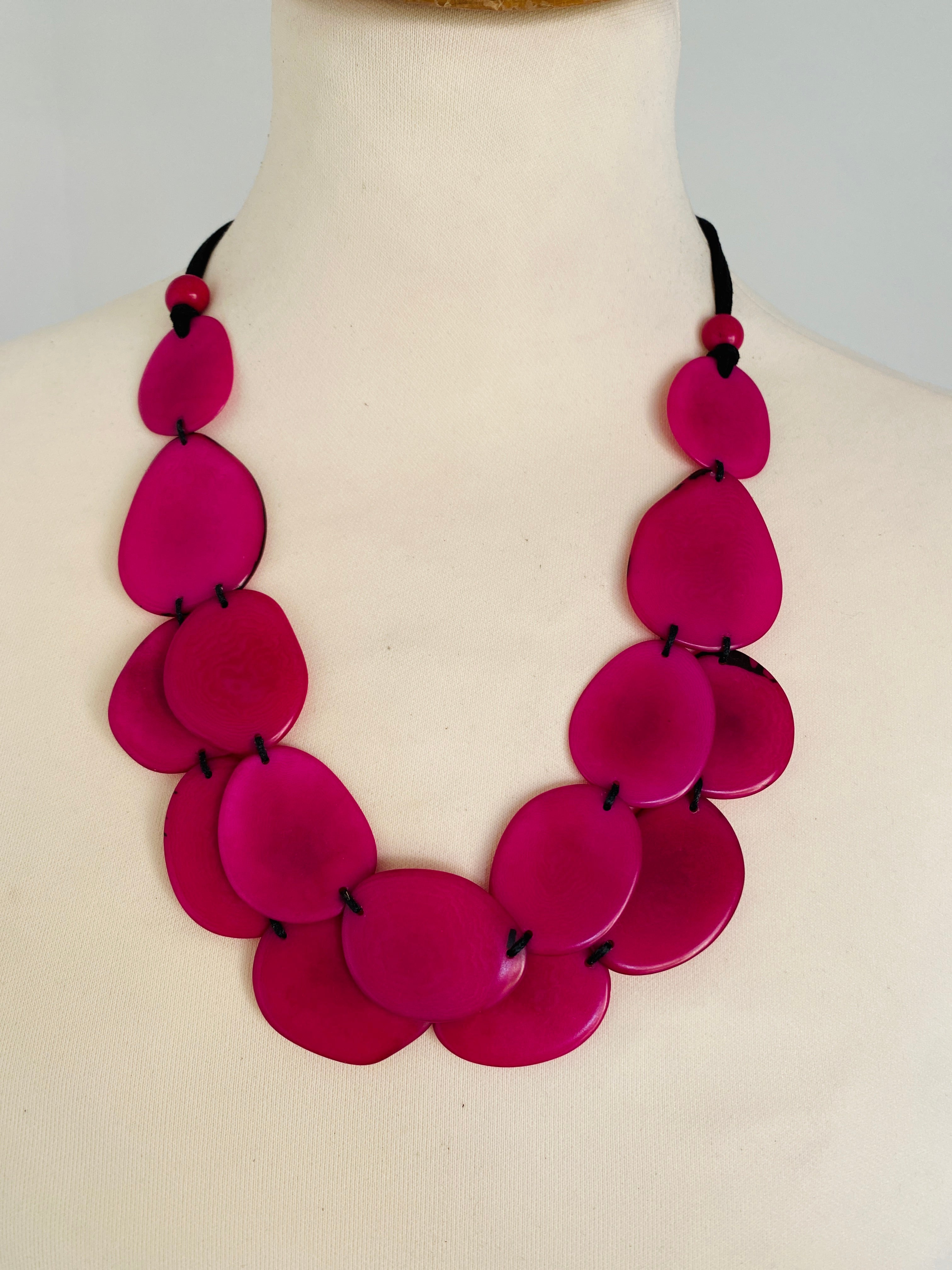 Pink tagua necklace set