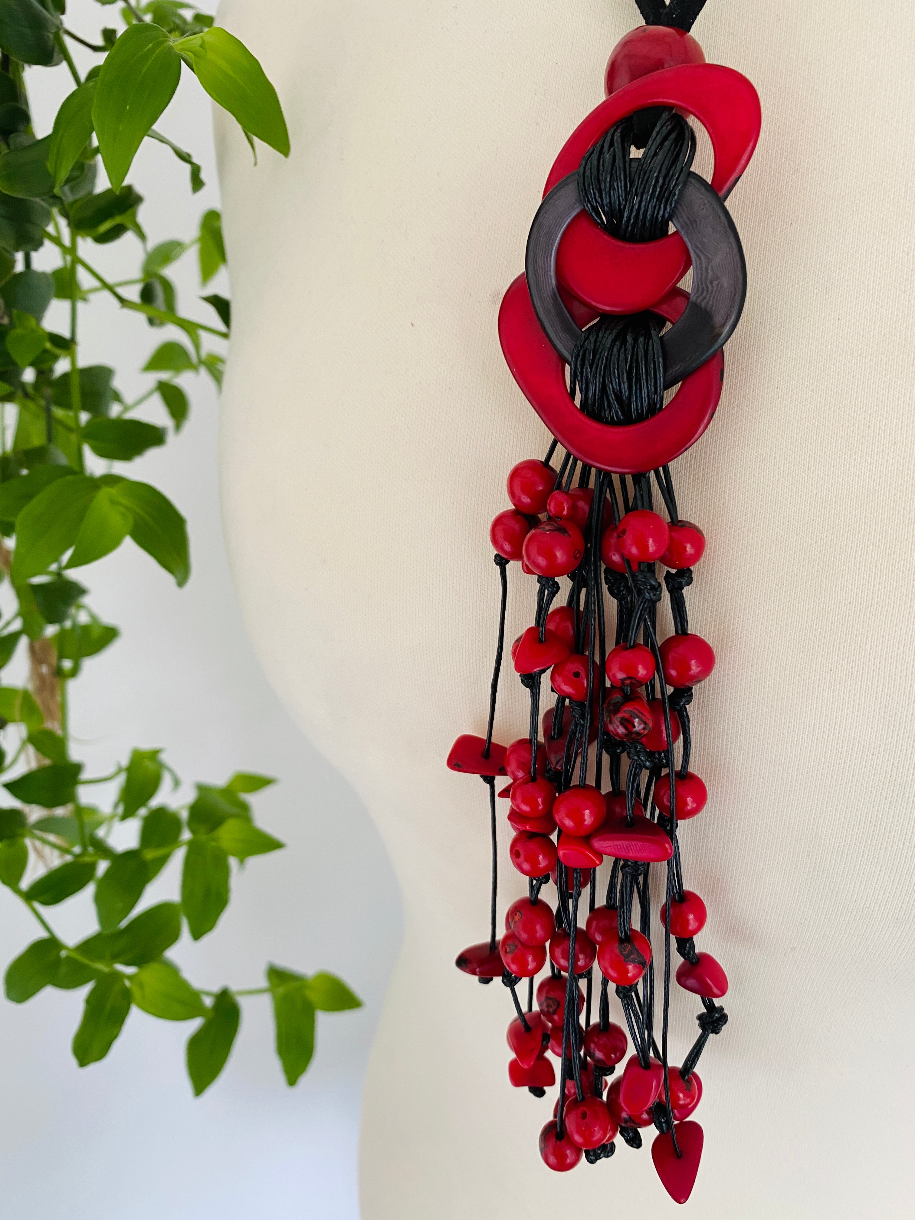 Red & Black Tagua Necklace