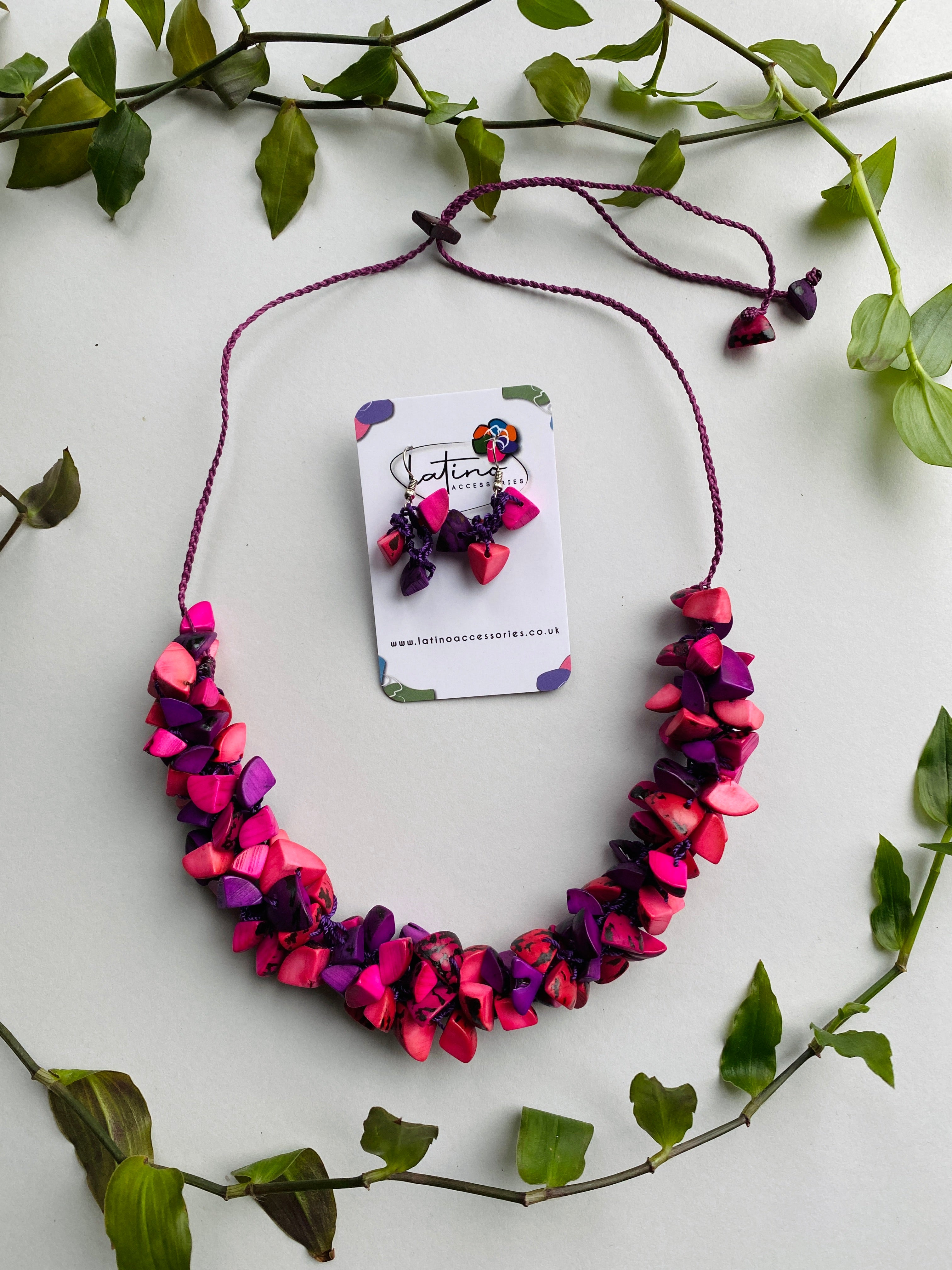 Purple & Pink Tagua Necklace Set