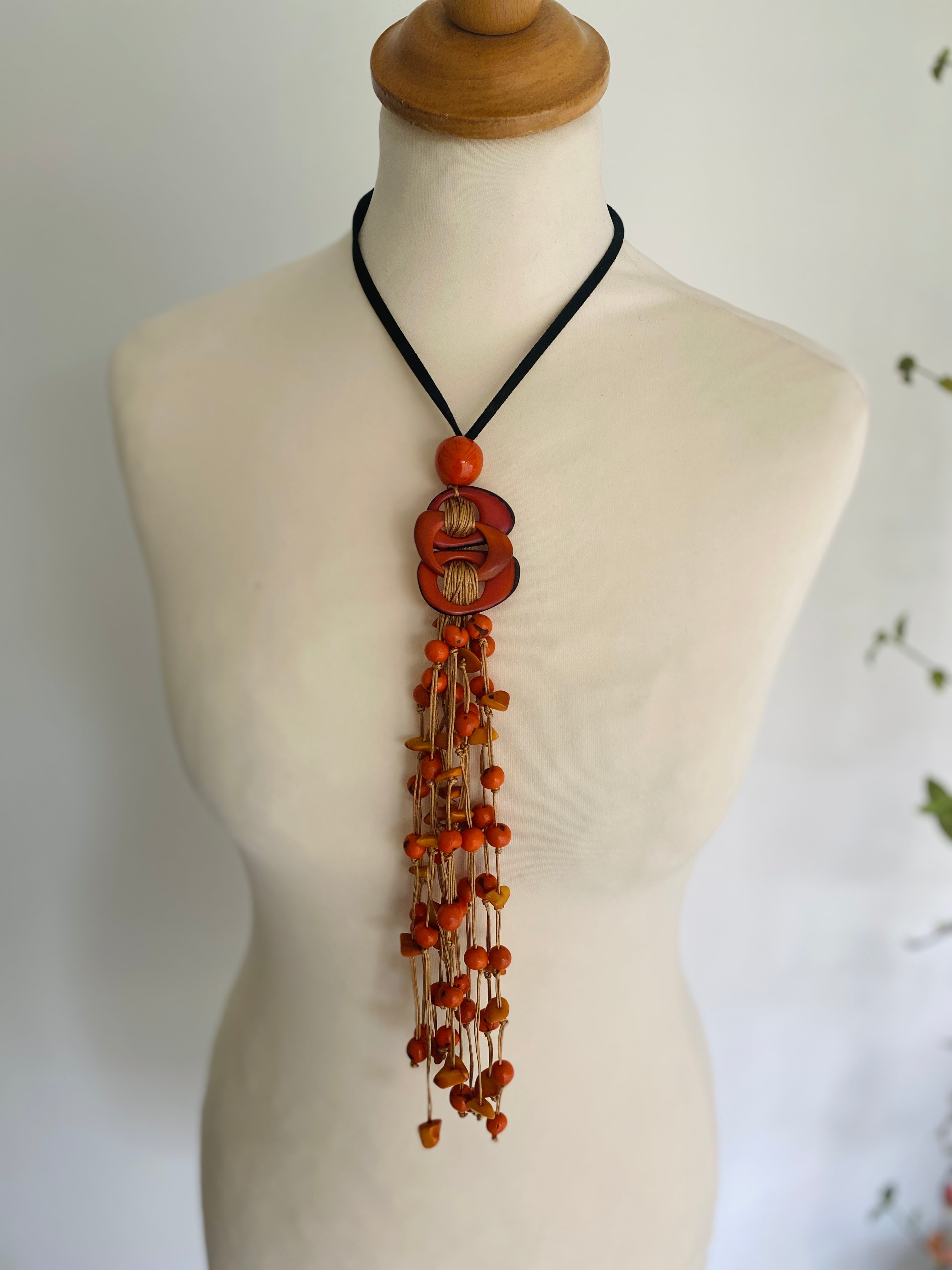 Orange Tagua Necklace Set