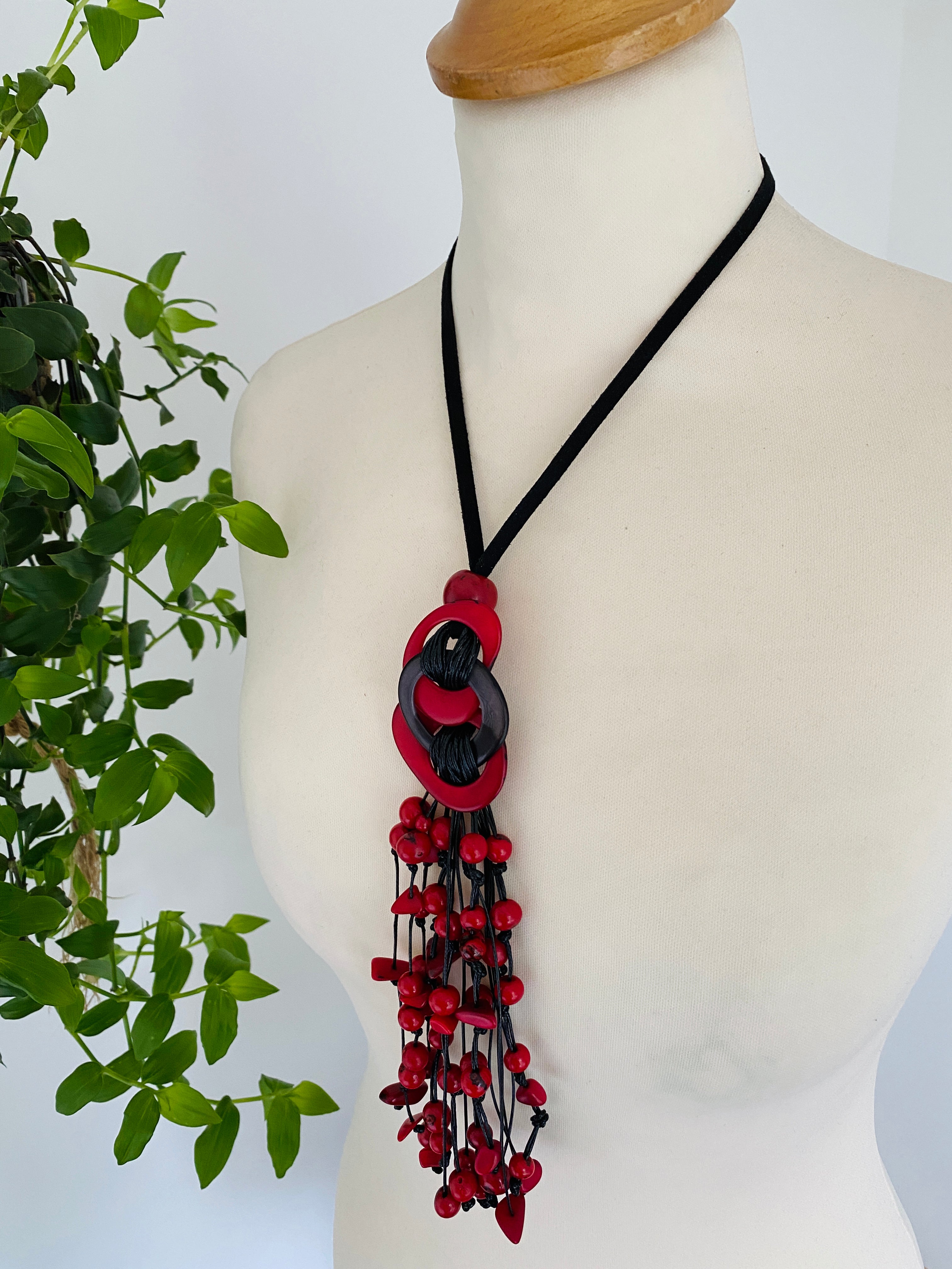 Red & Black Tagua Necklace