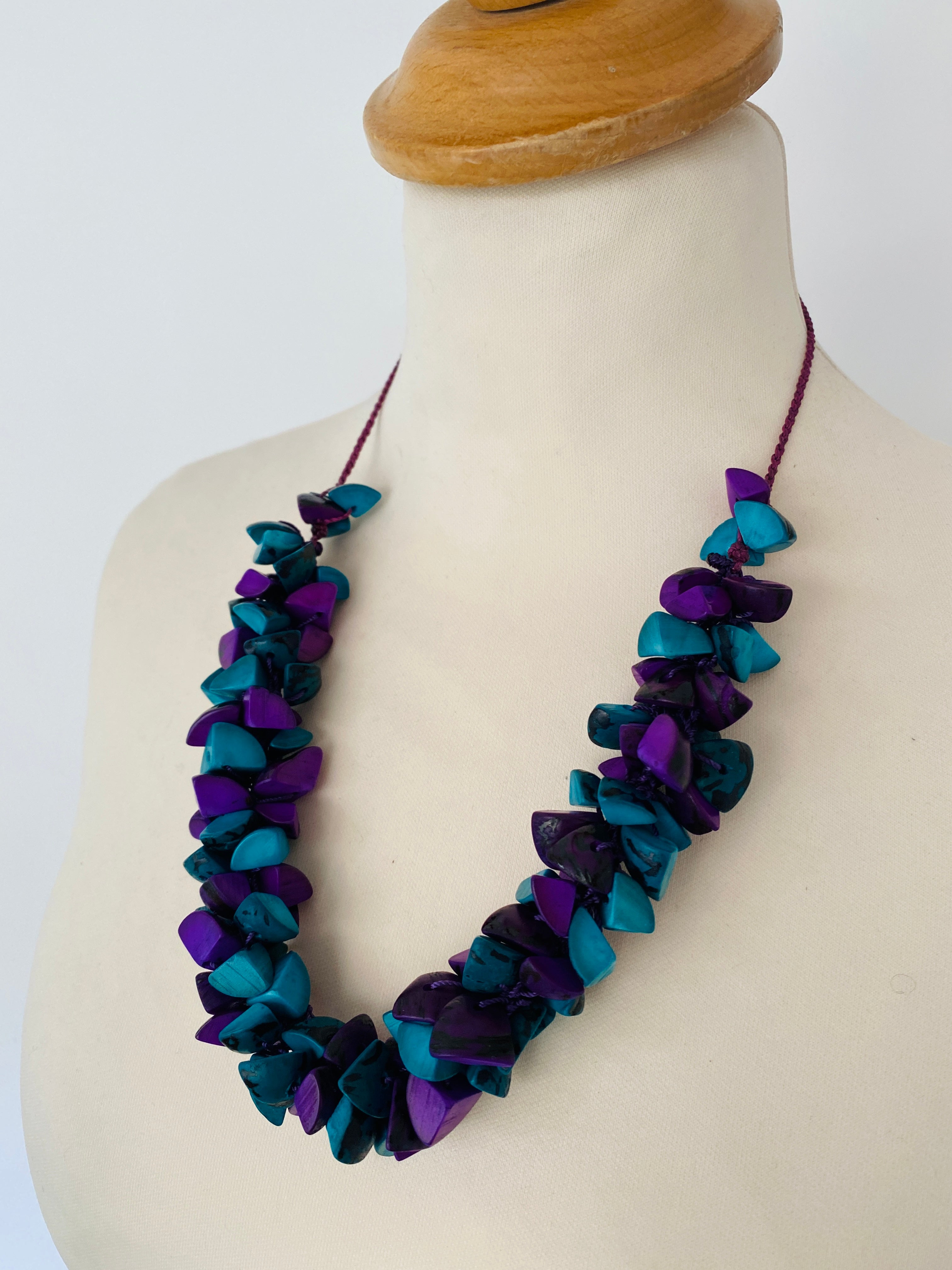 Purple and Turquoise Trocitos Necklace