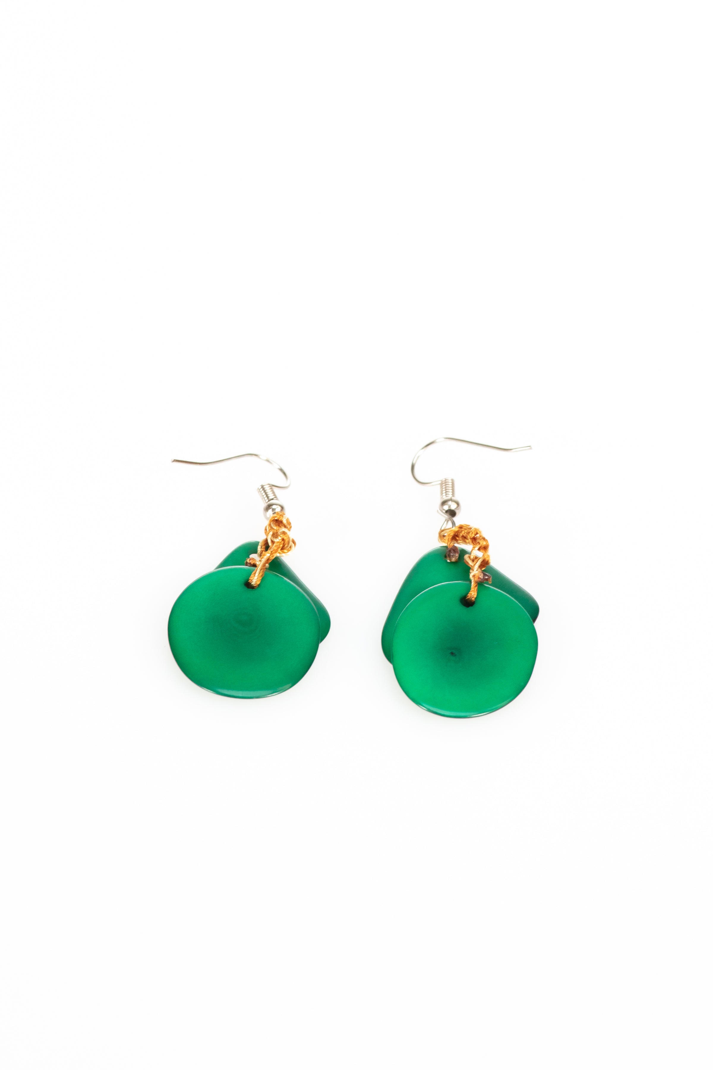 Green chunky double earrings