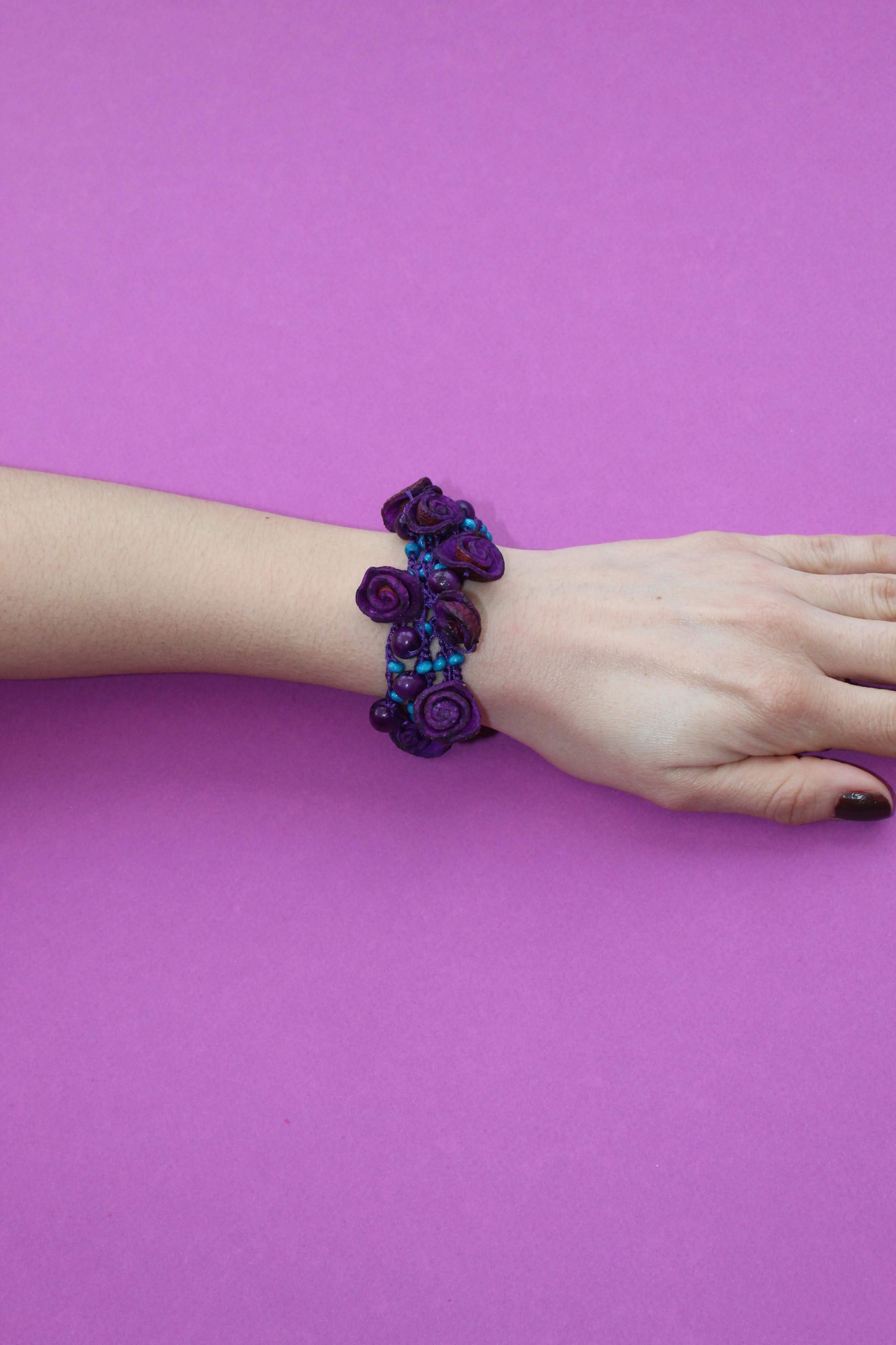 Purple & Blue Roses Bracelet